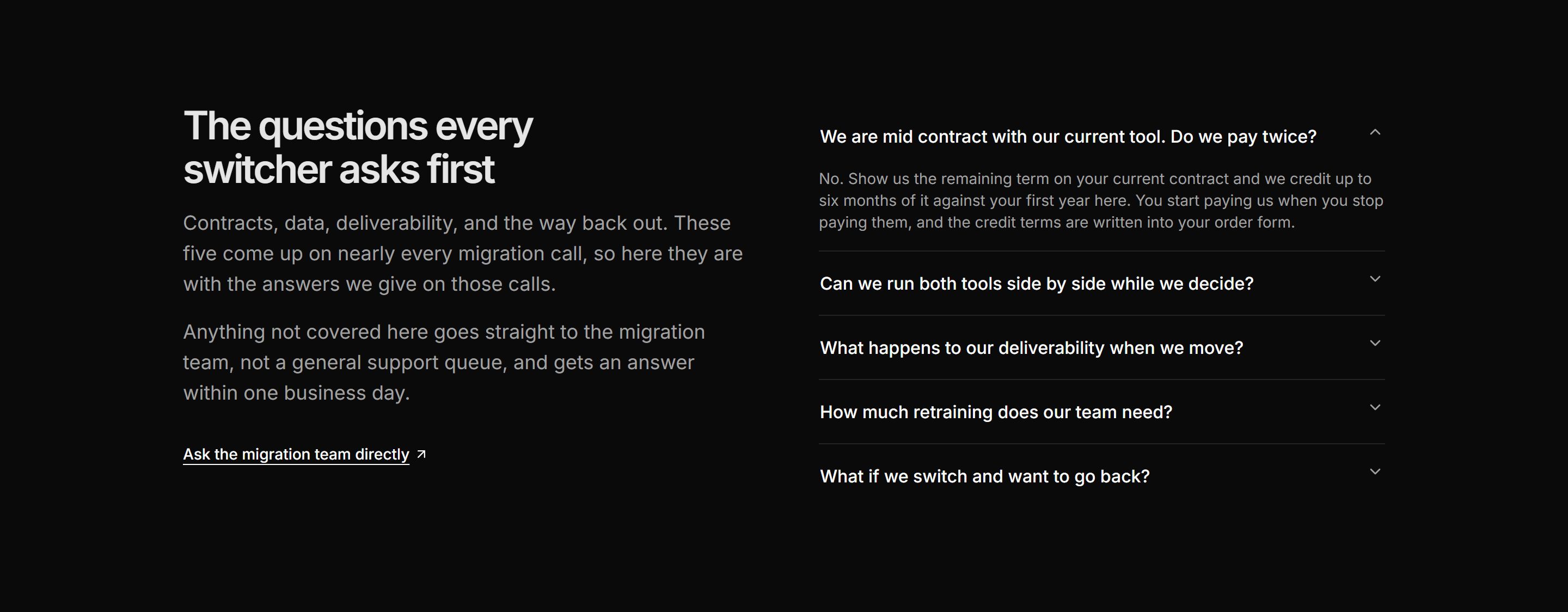 Marketing Migration: Switch FAQ Accordion
