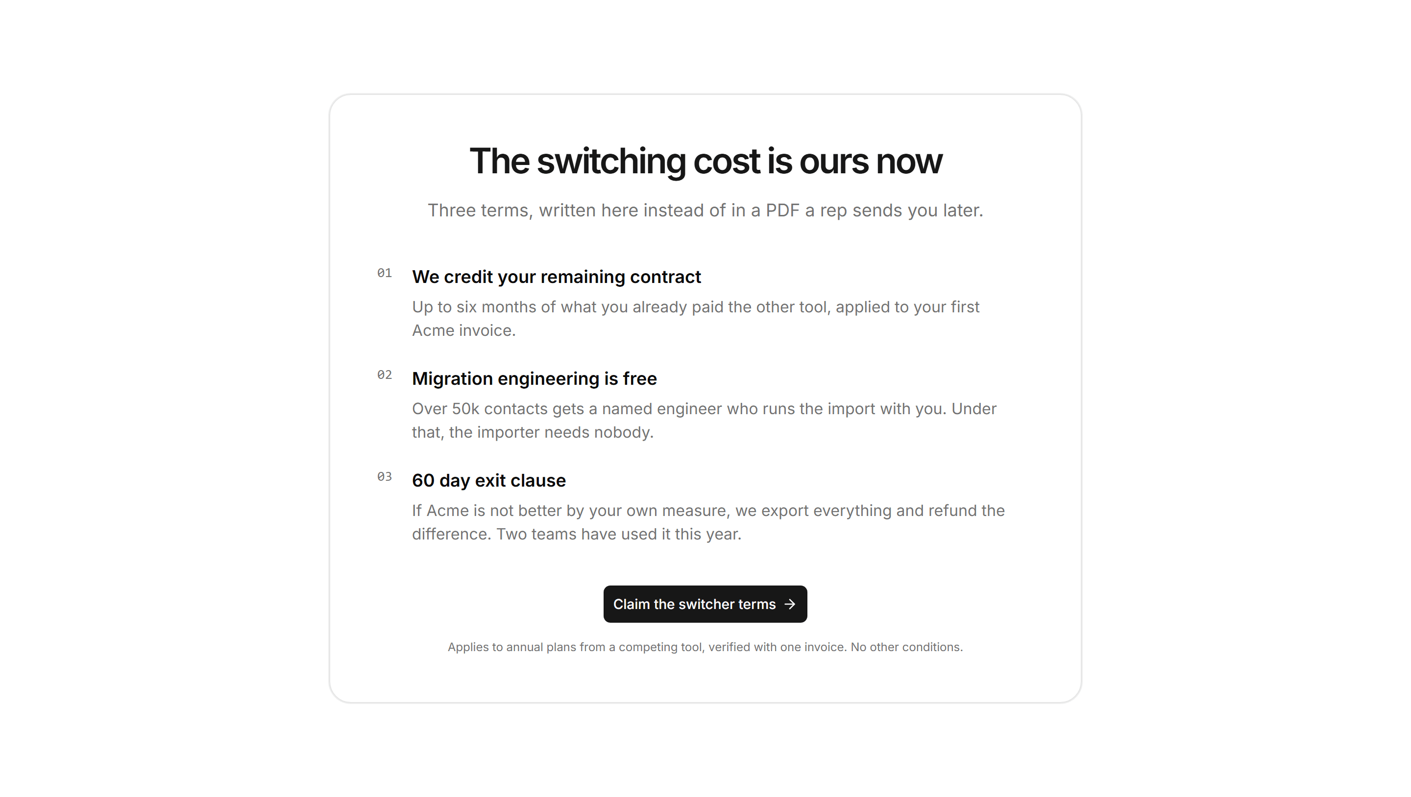 Marketing Migration: Switcher Offer Card