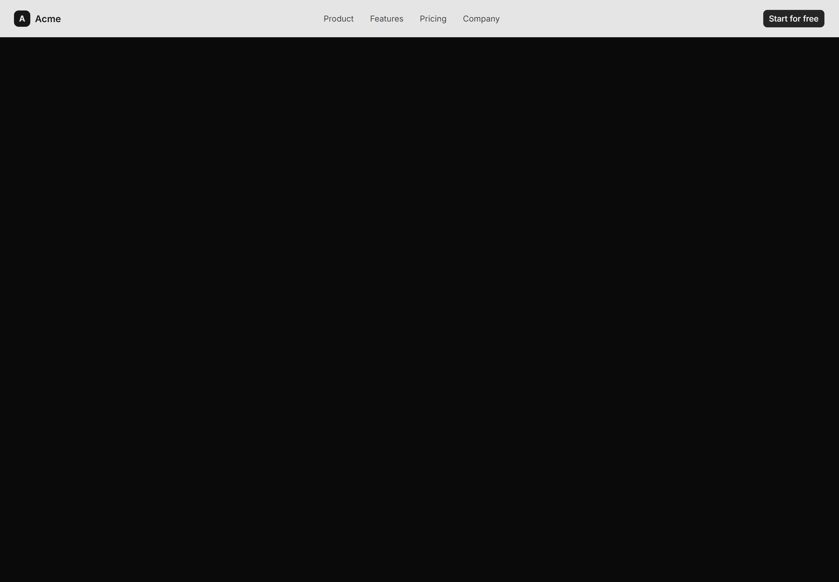 Marketing Navbar: Dark Nav