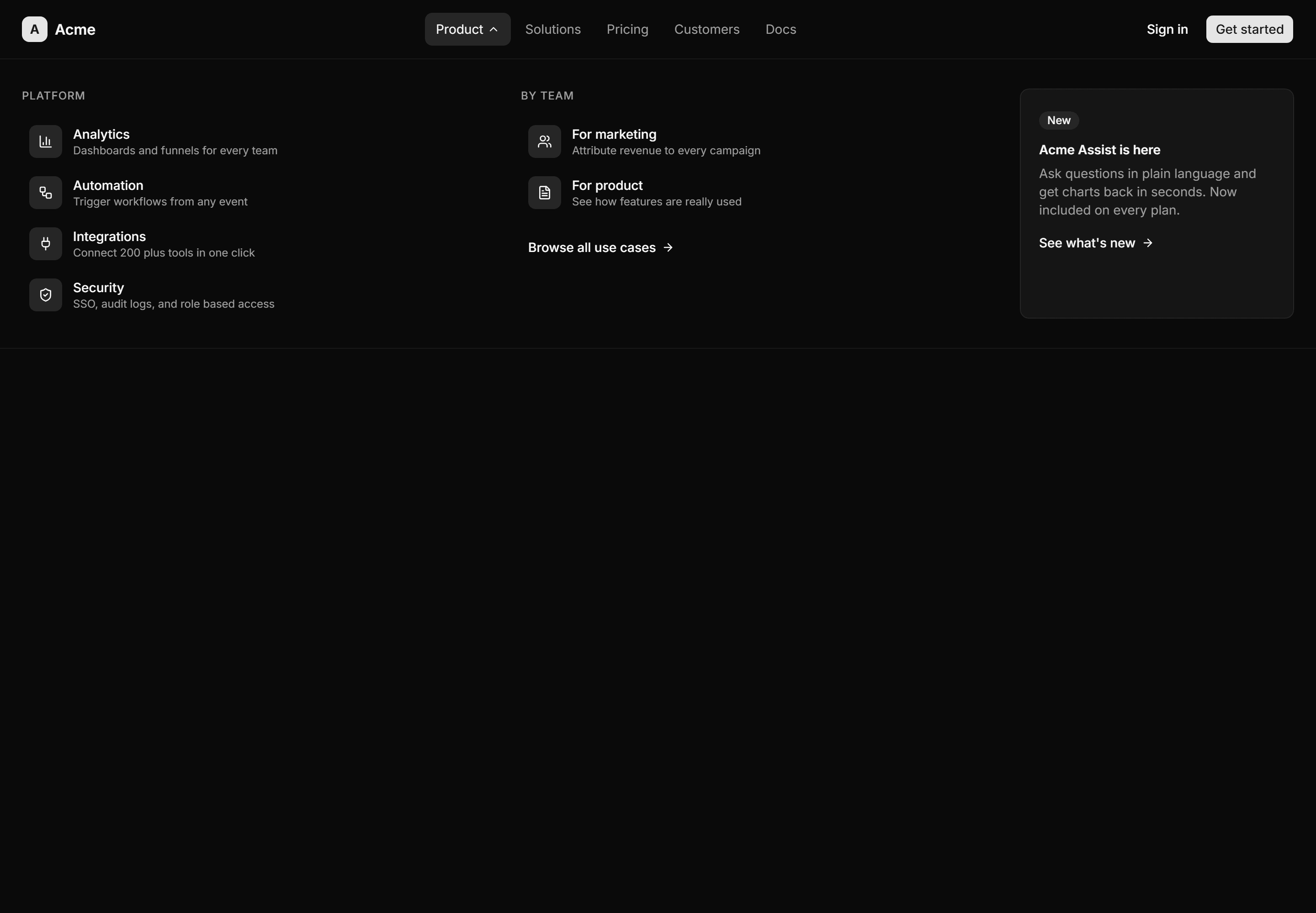 Marketing Navbar: Mega Menu Nav