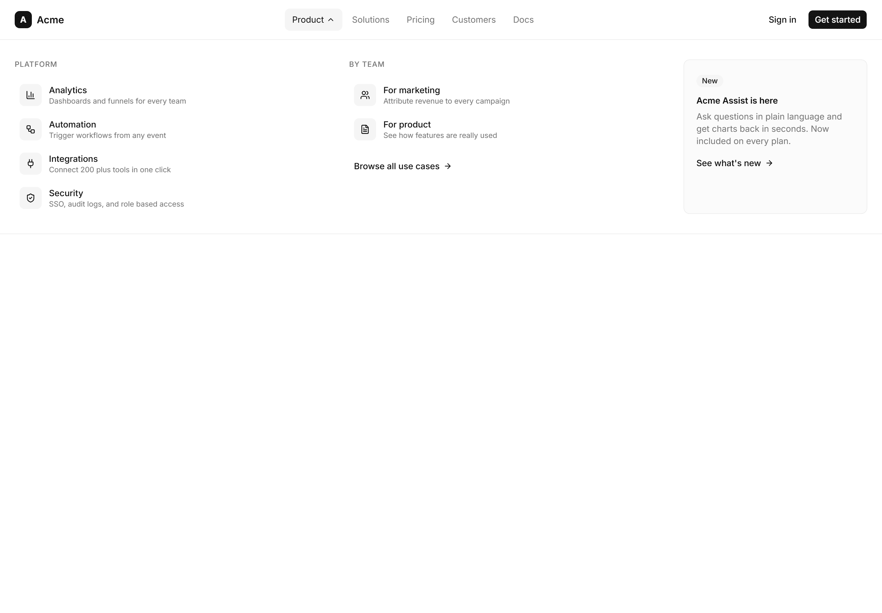 Marketing Navbar: Mega Menu Nav