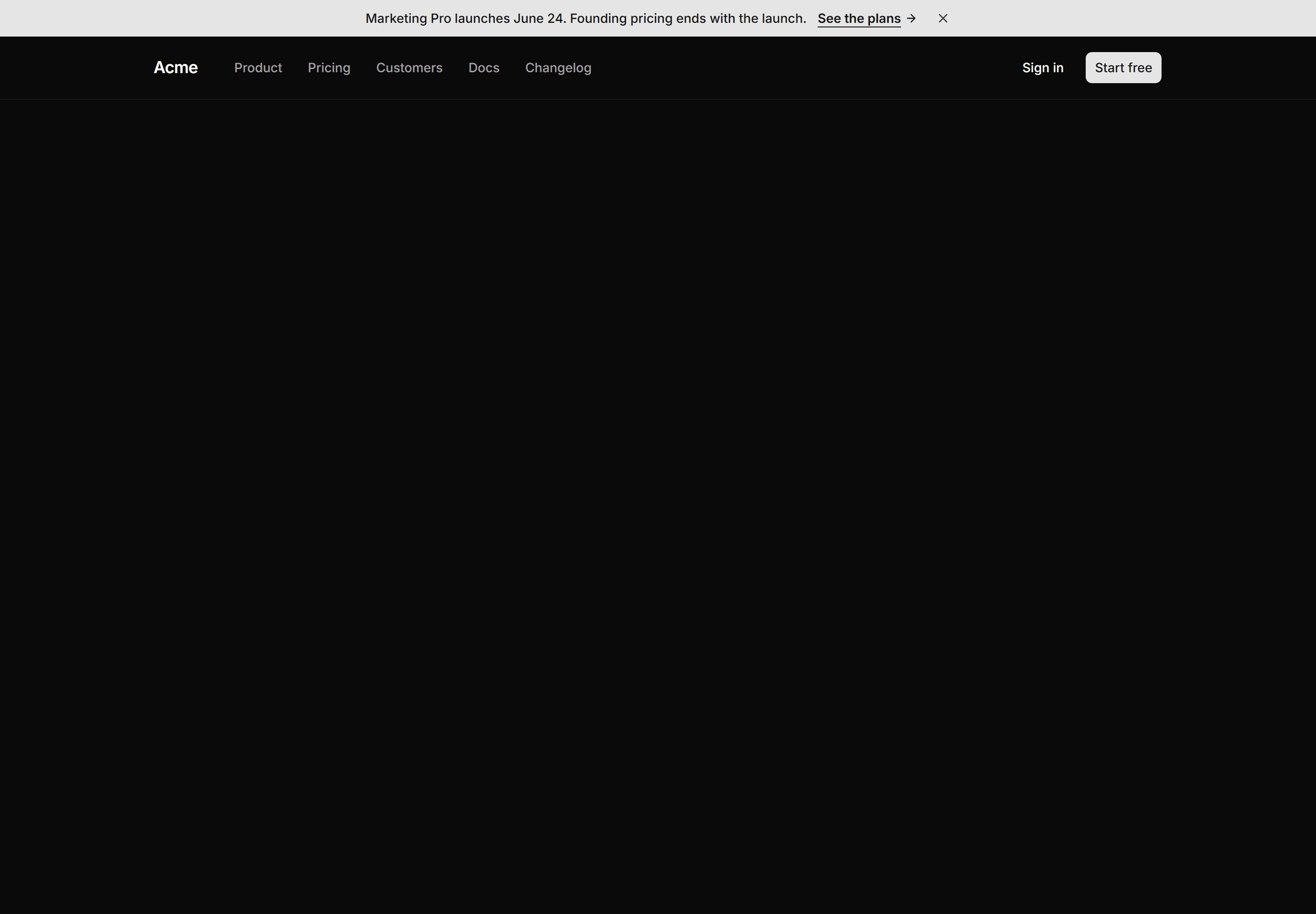 Marketing Navbar: Navbar With Promo Banner