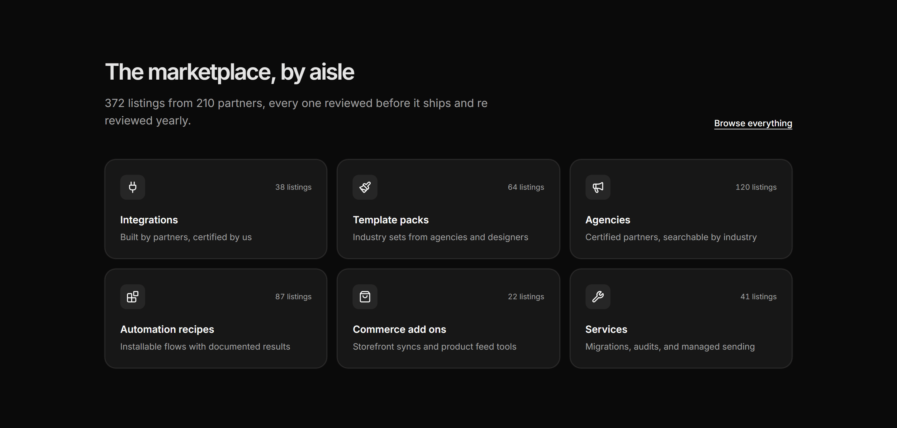 Marketing Partner: Marketplace Categories Grid
