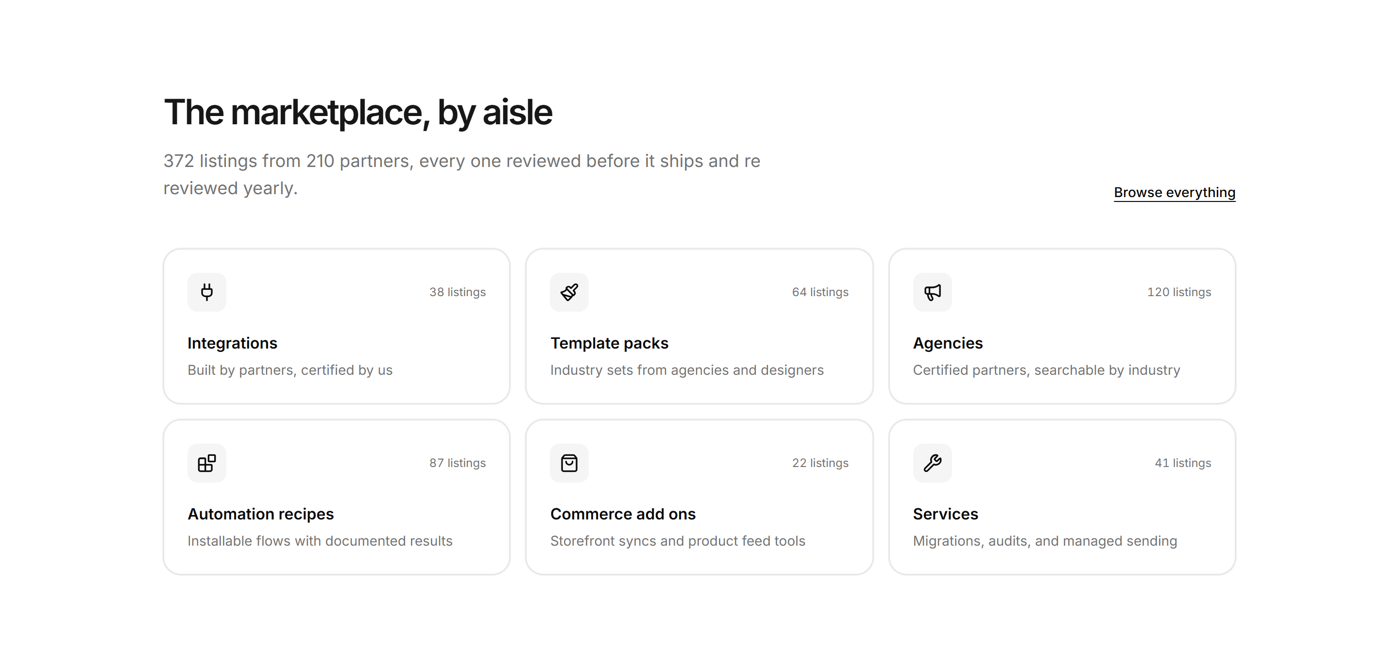 Marketing Partner: Marketplace Categories Grid