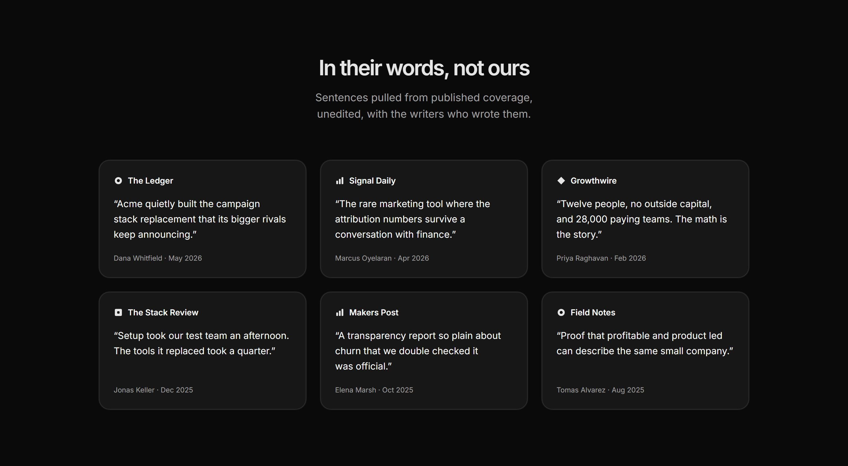 Marketing Press Kit: Coverage Quote Wall