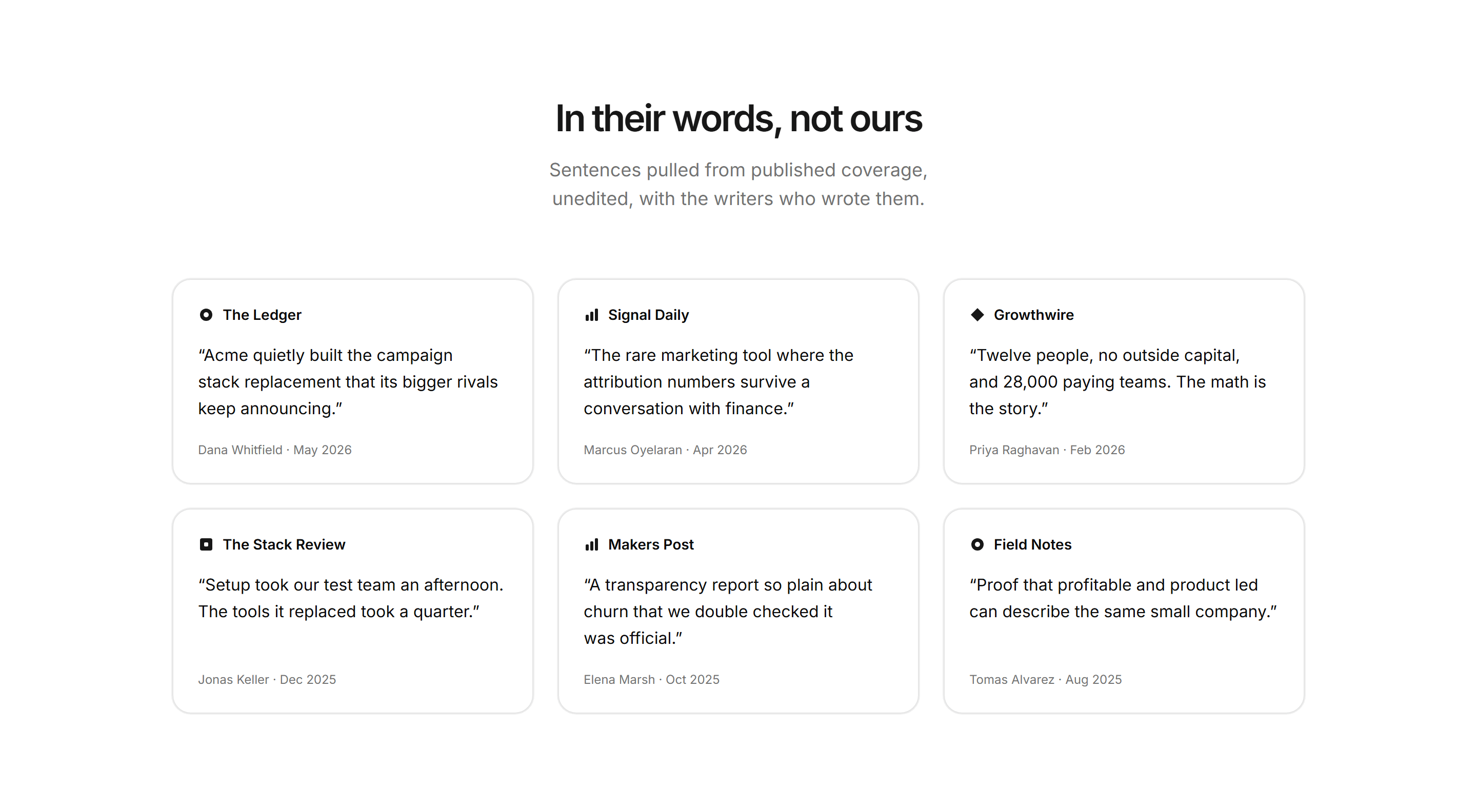 Marketing Press Kit: Coverage Quote Wall