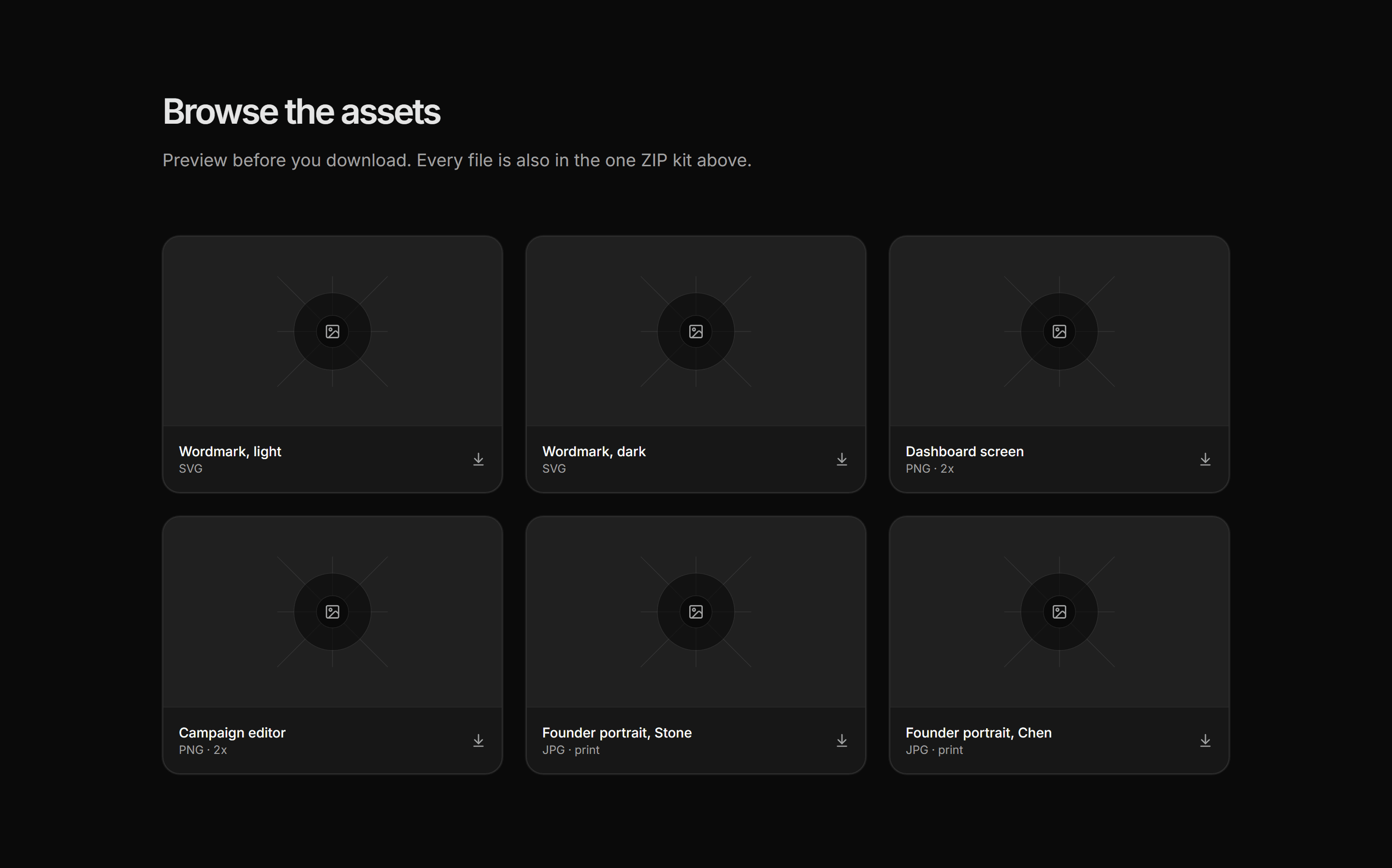 Marketing Press Kit: Media Assets Grid