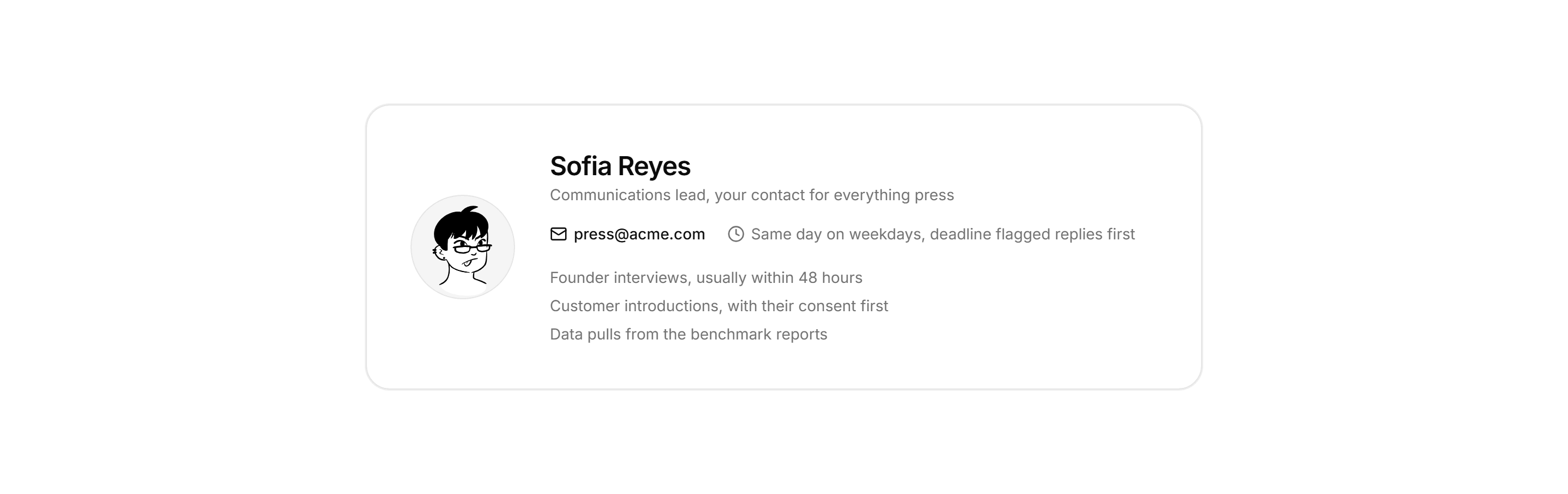 Marketing Press Kit: Media Contact Card