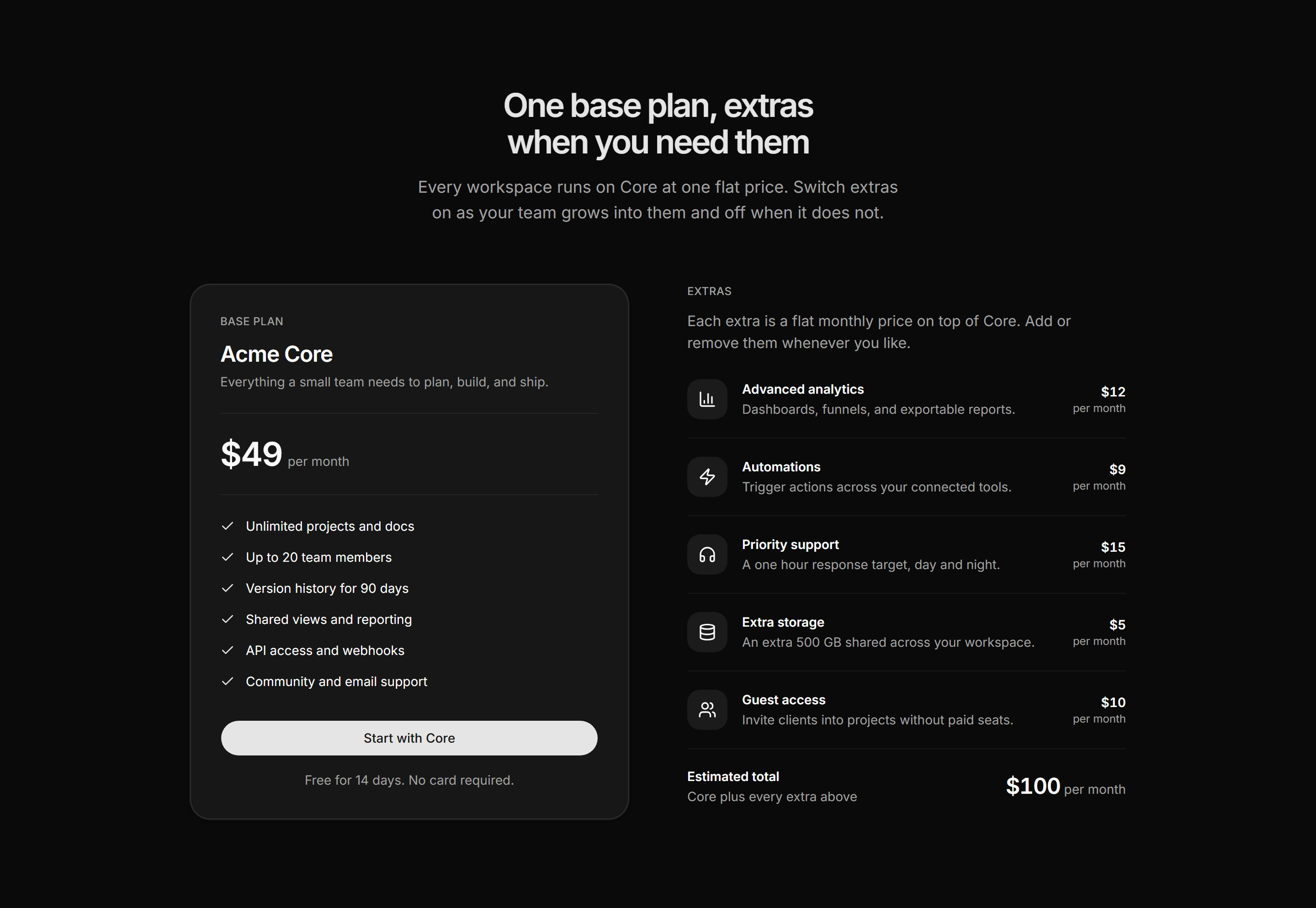Marketing Pricing: Base Plus Add Ons