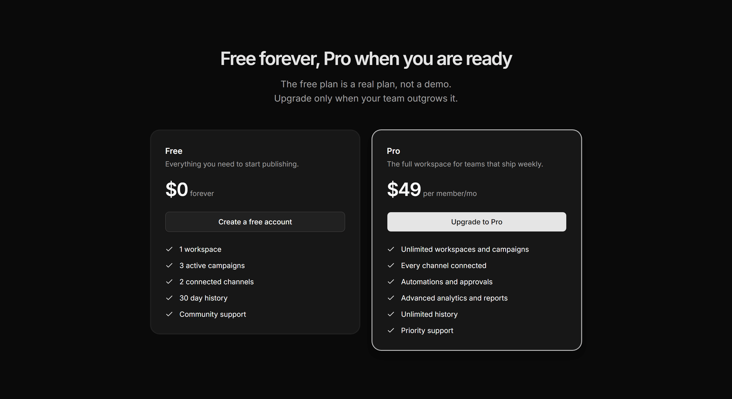 Marketing Pricing: Free vs Pro