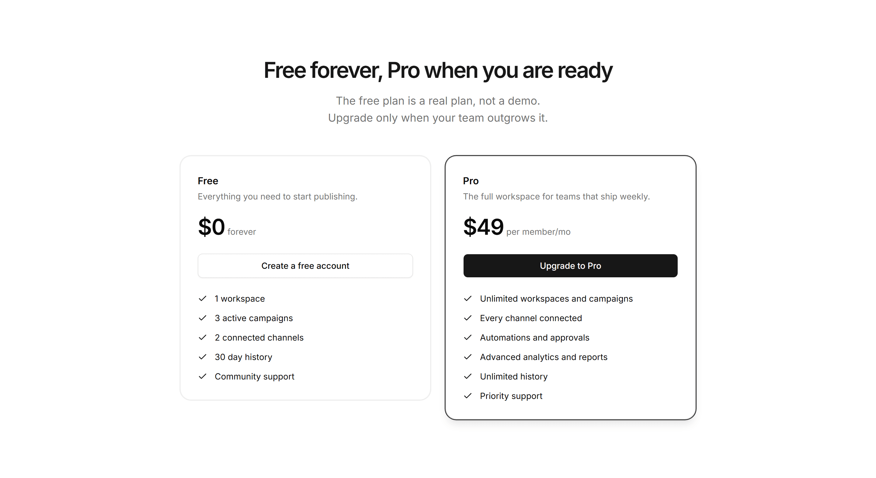 Marketing Pricing: Free vs Pro