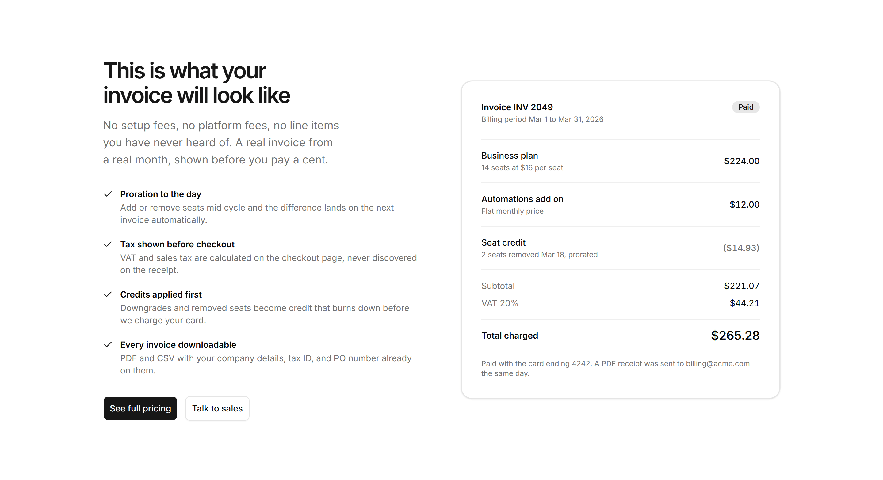 Marketing Pricing: Sample Invoice