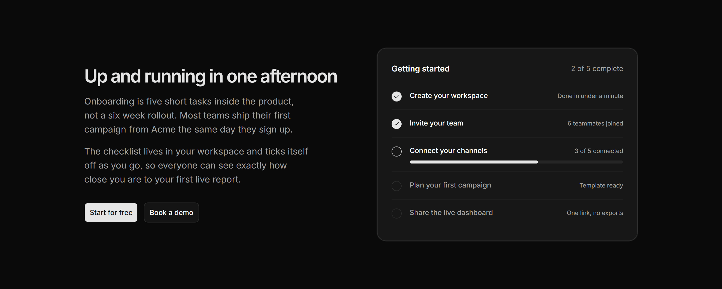 Marketing How It Work: Onboarding Checklist