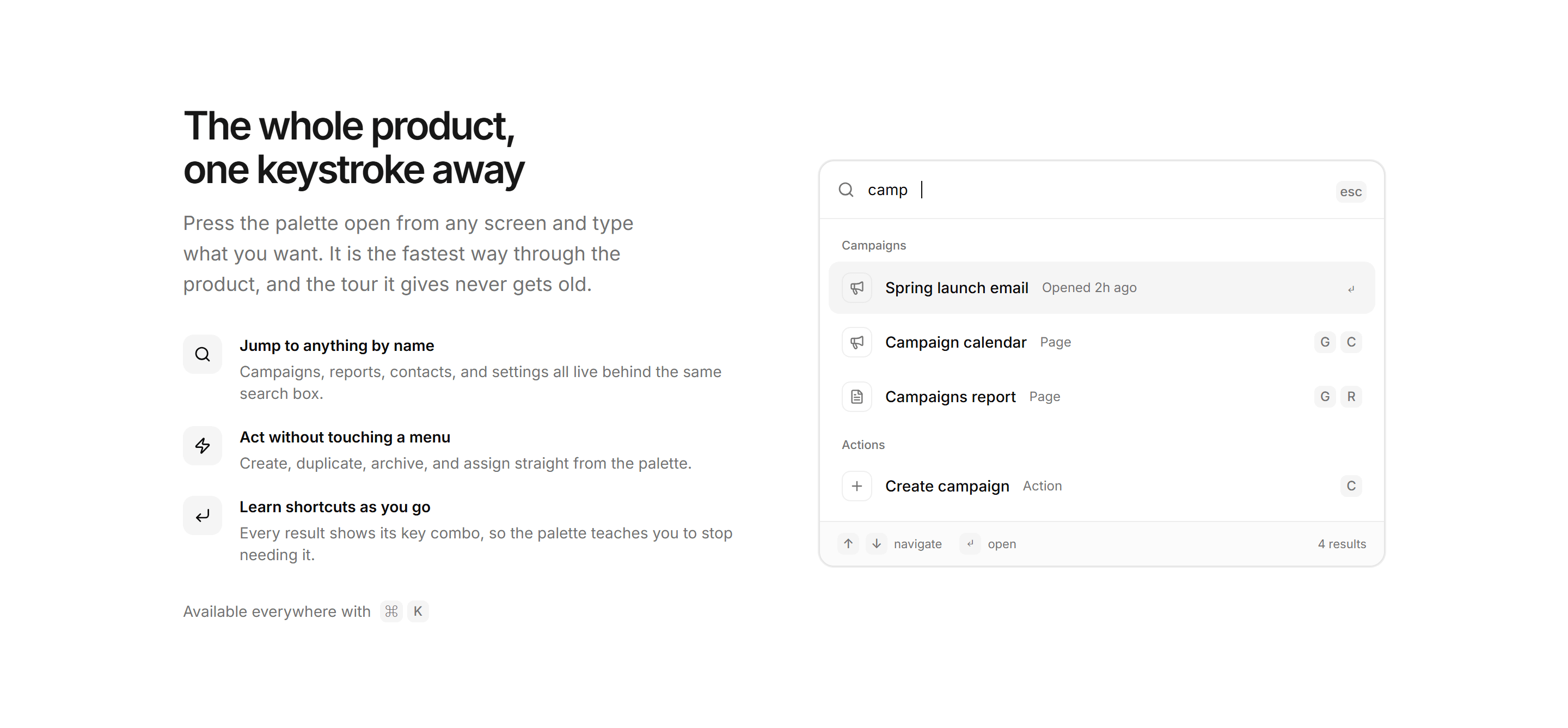 Marketing Product Tour: Command Palette Tour