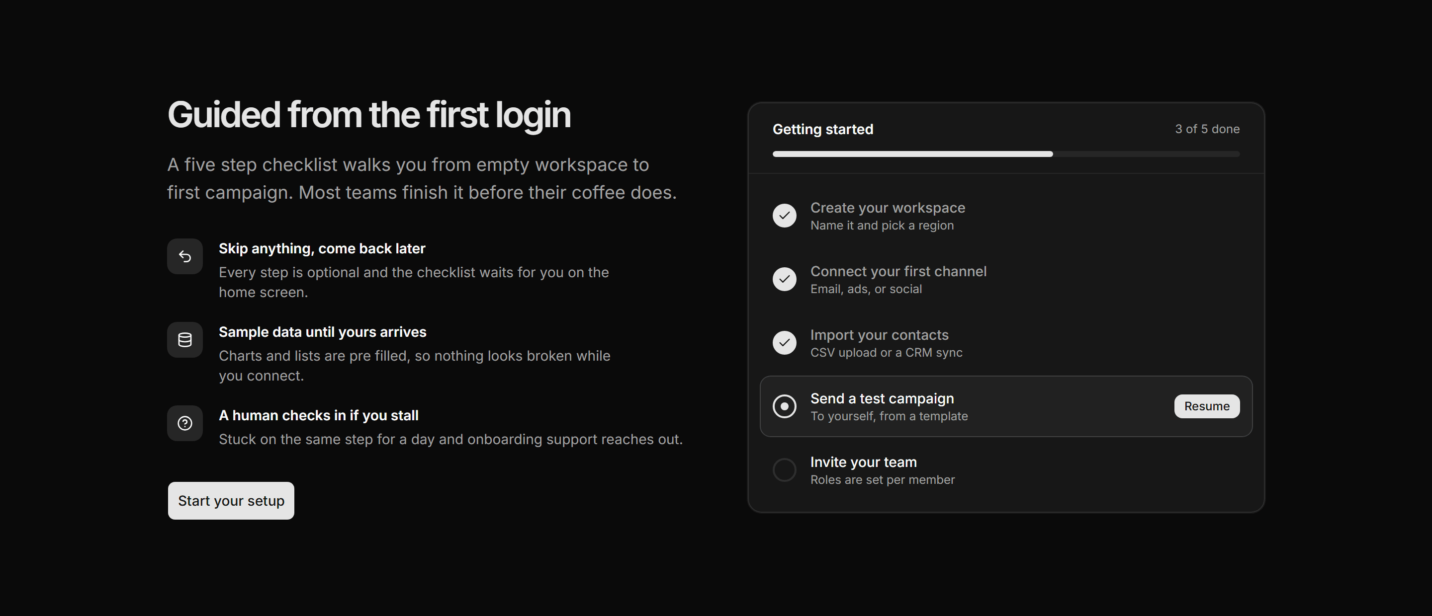 Marketing Product Tour: Onboarding Checklist