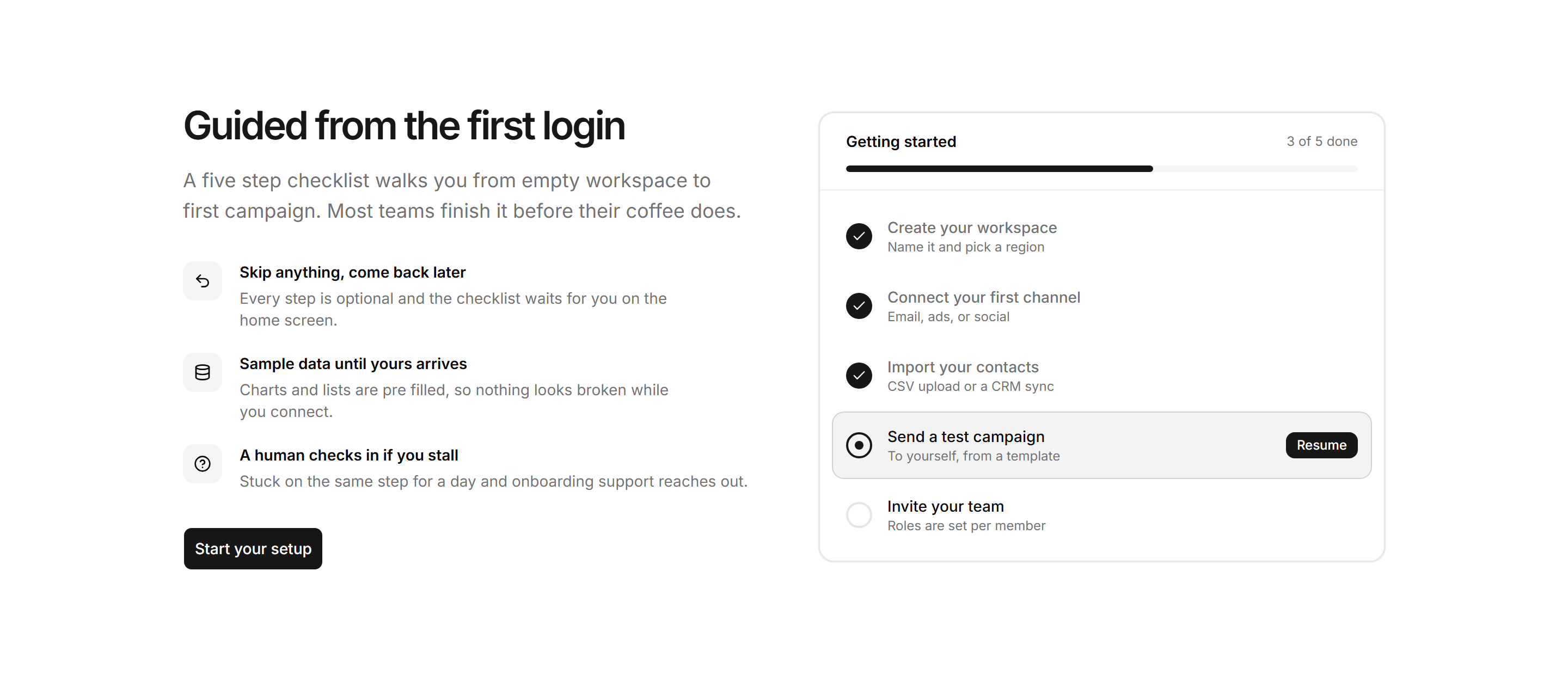 Marketing Product Tour: Onboarding Checklist
