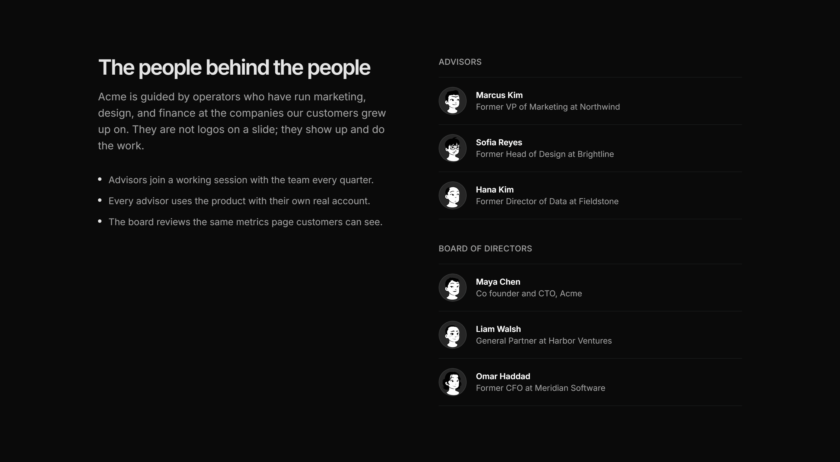 Marketing Team: Advisors And Board