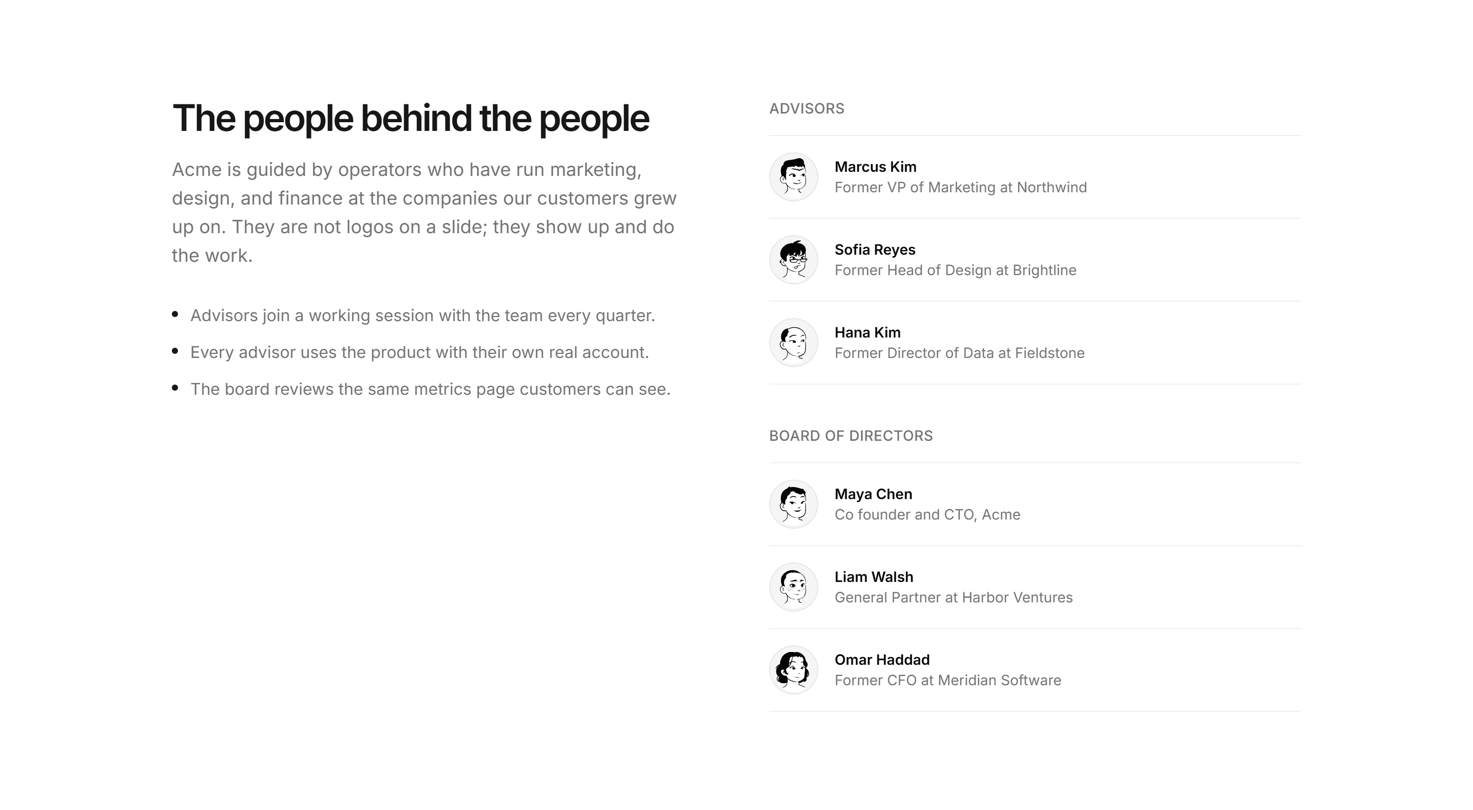 Marketing Team: Advisors And Board