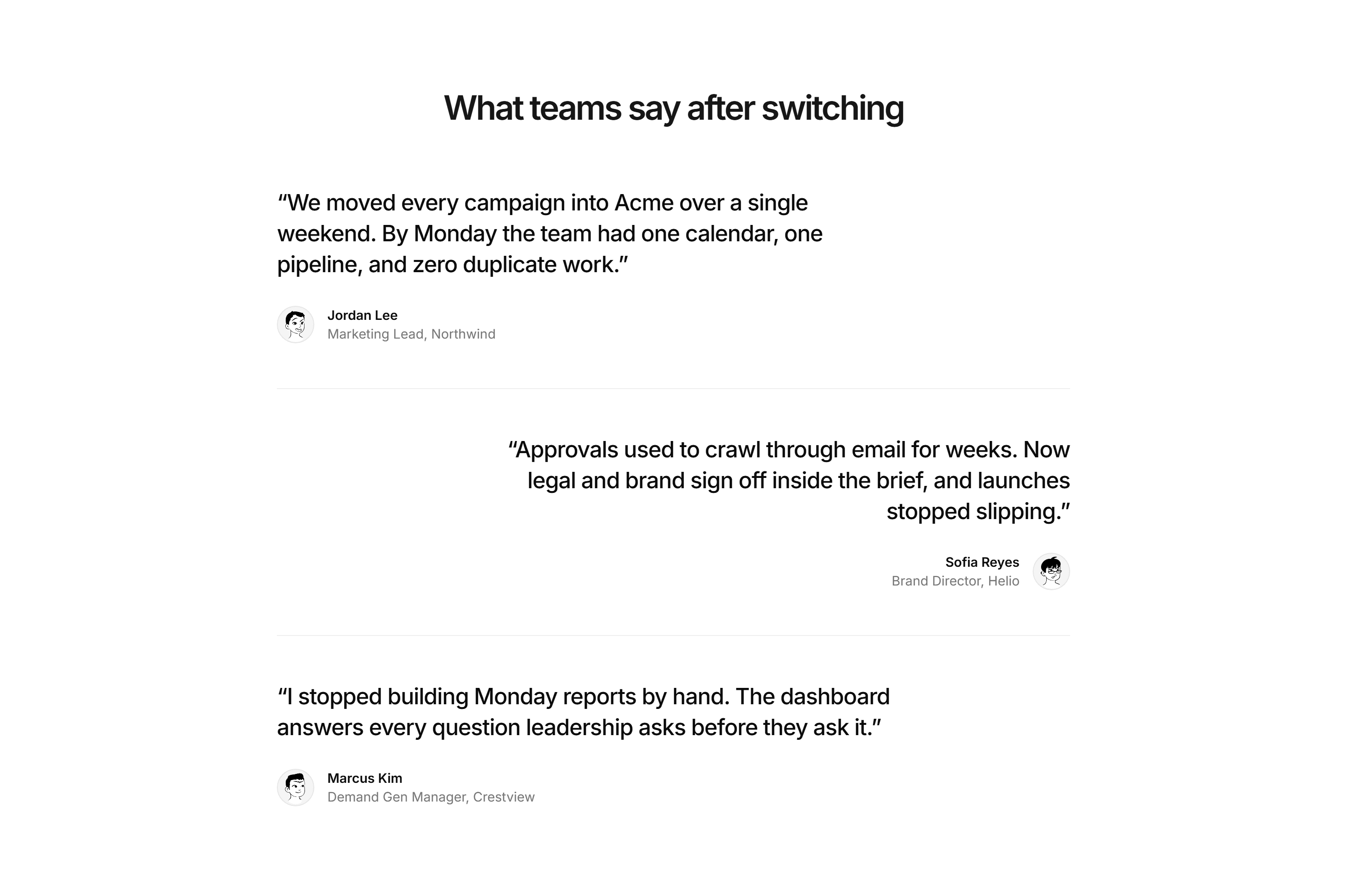 Marketing Testimonial: Alternating Quotes