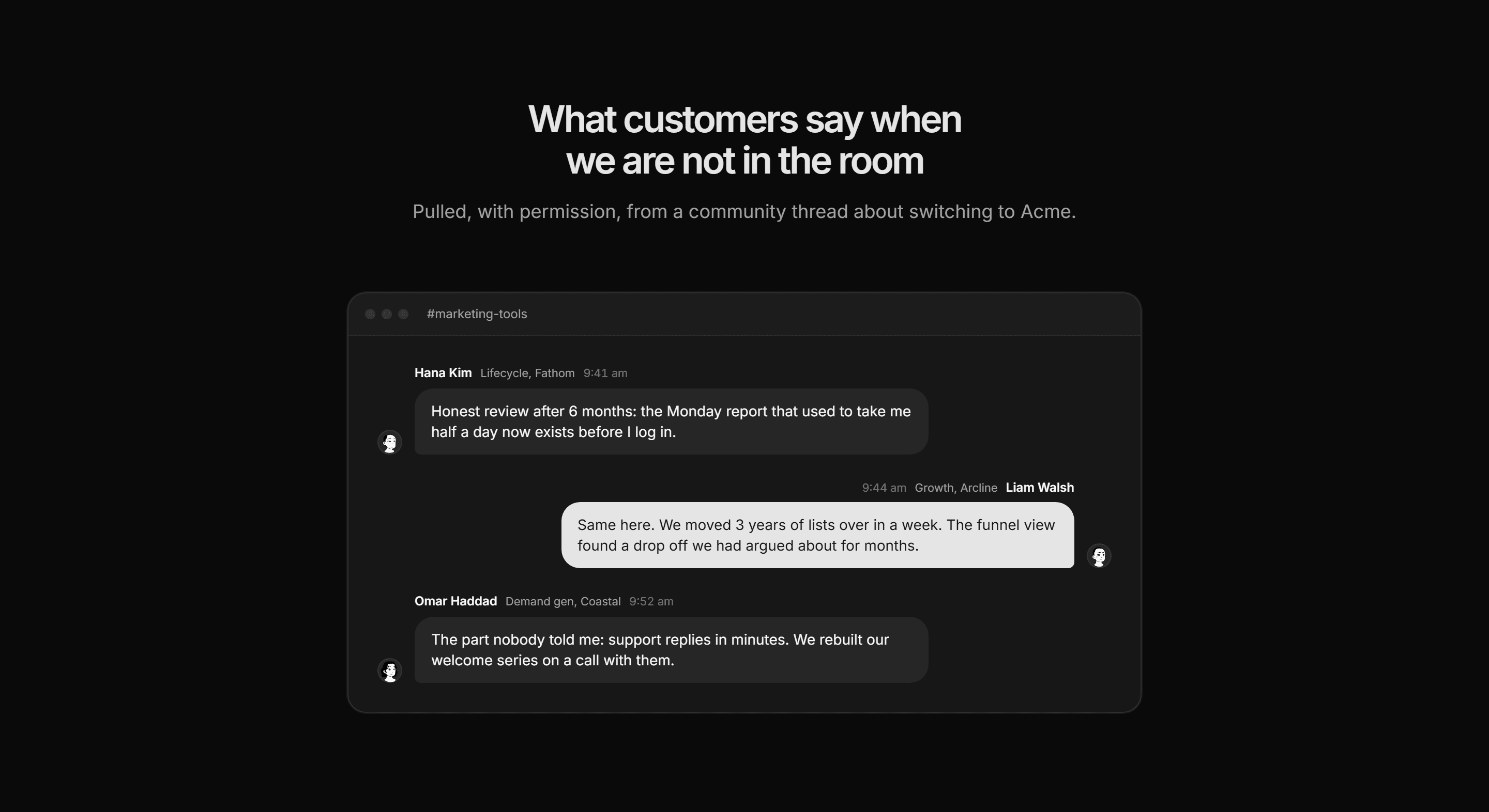 Marketing Testimonial: Chat Style Quotes