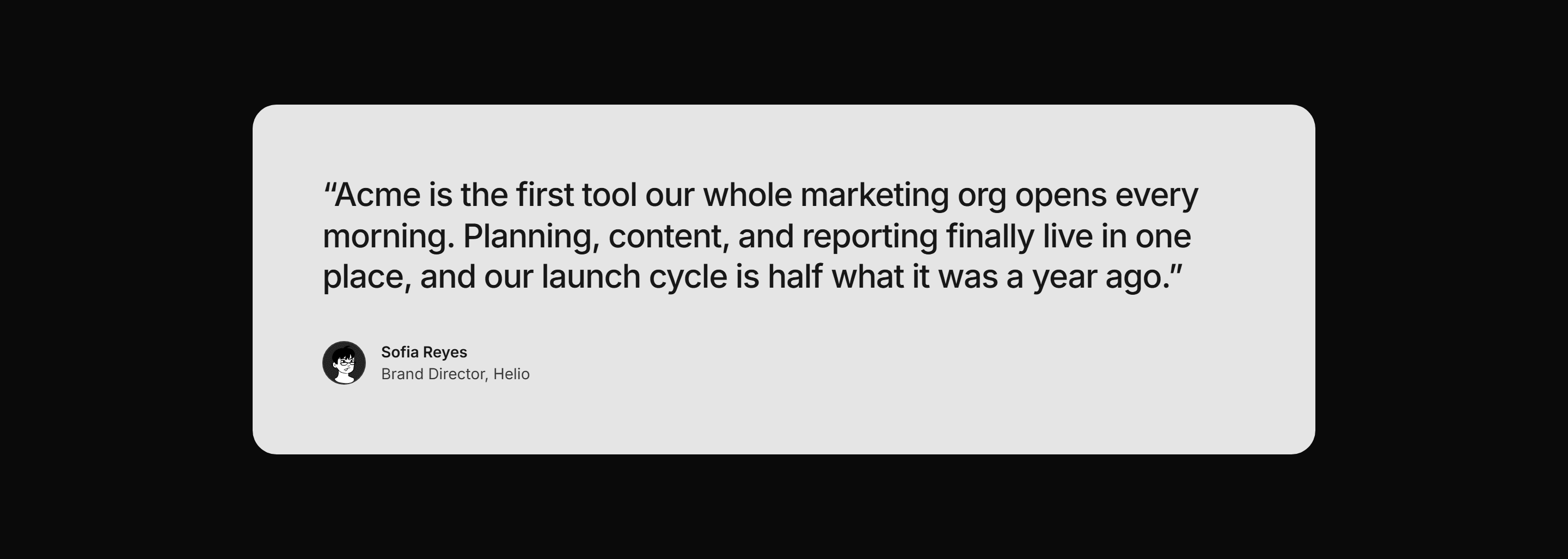 Marketing Testimonial: Dark Panel Quote