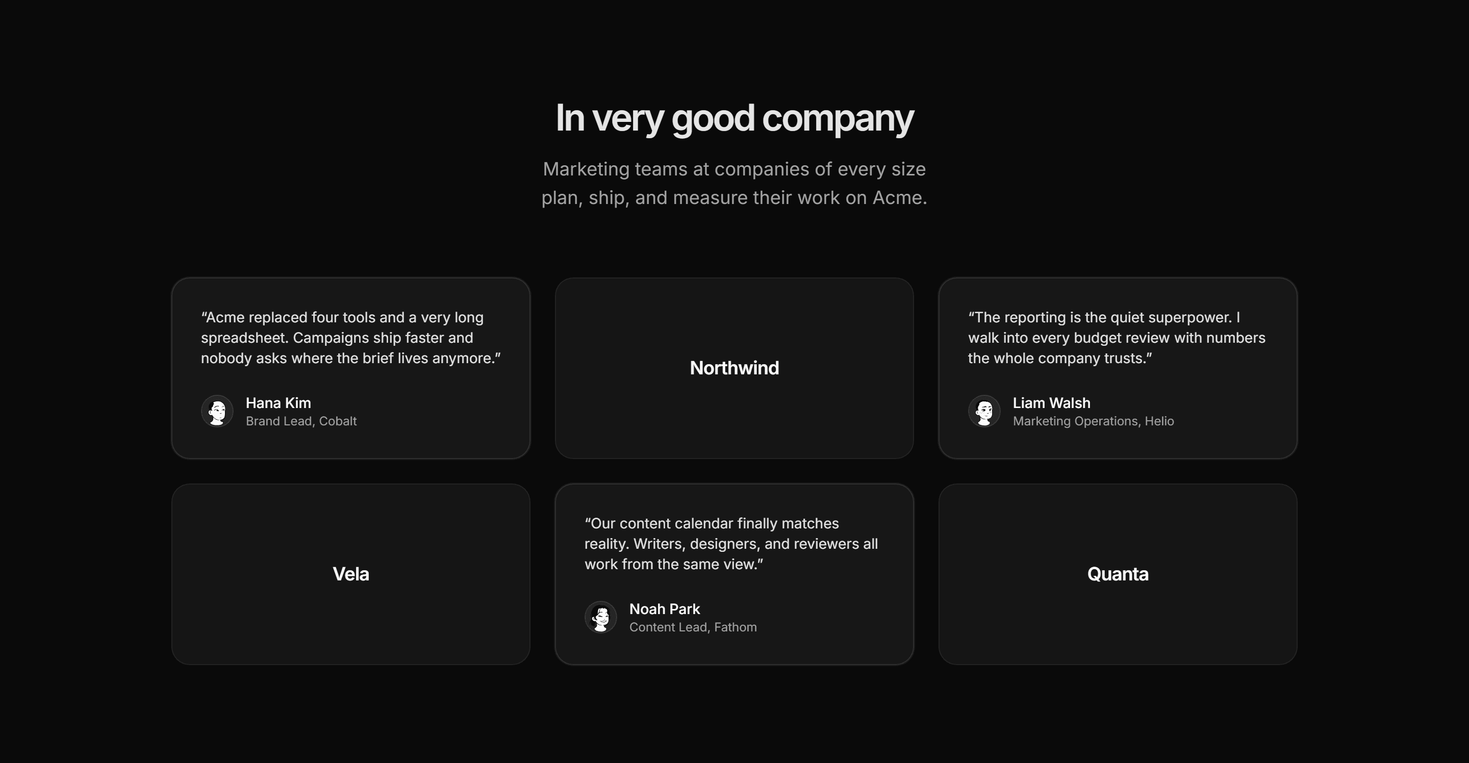 Marketing Testimonial: Logos And Quotes Grid