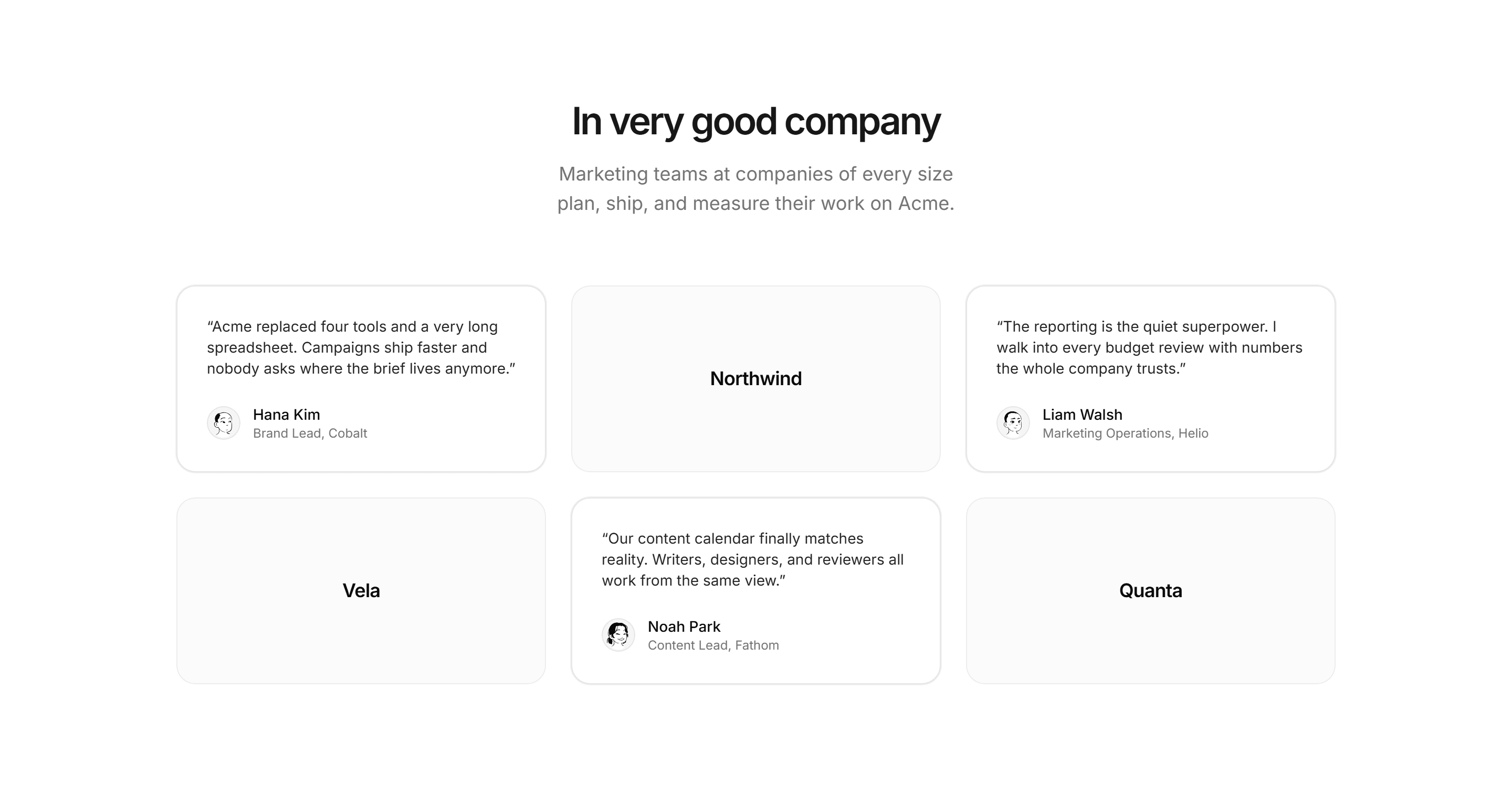 Marketing Testimonial: Logos And Quotes Grid