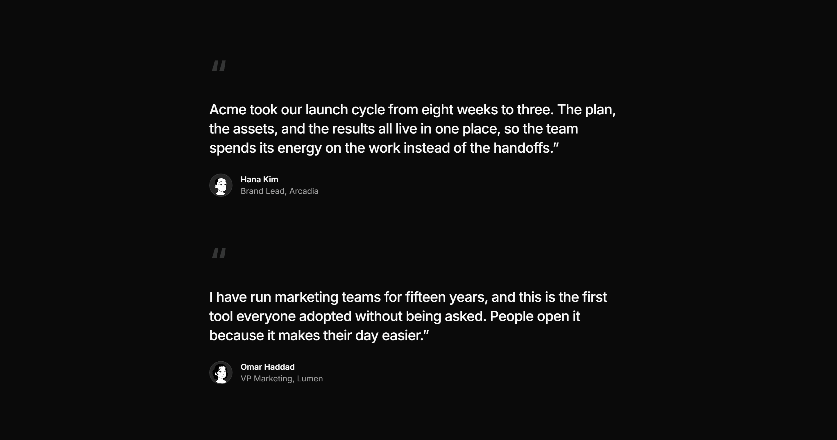 Marketing Testimonial: Pull Quotes Stack
