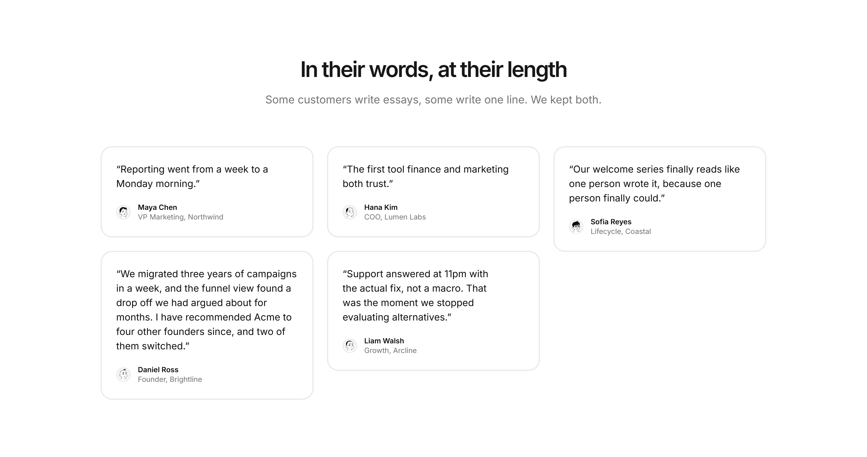 Marketing Testimonial: Quote Masonry Grid