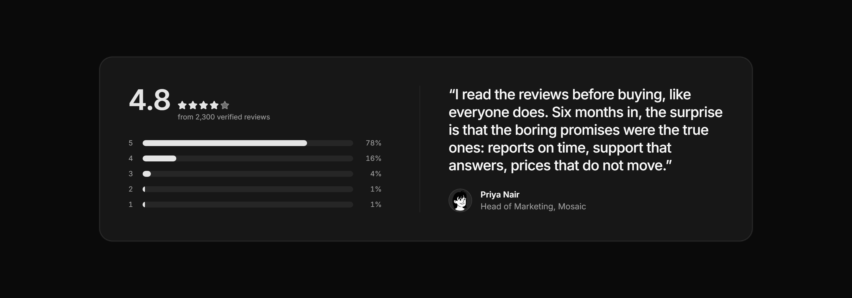Marketing Testimonial: Quote With Rating Bars