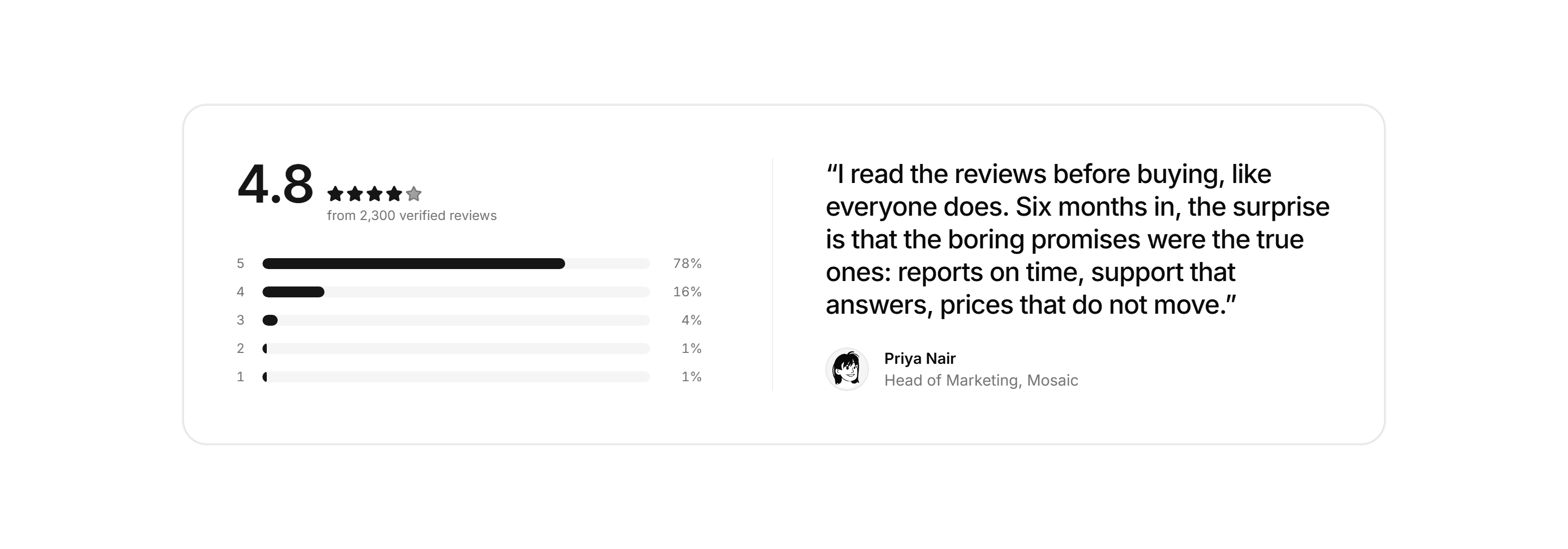 Marketing Testimonial: Quote With Rating Bars