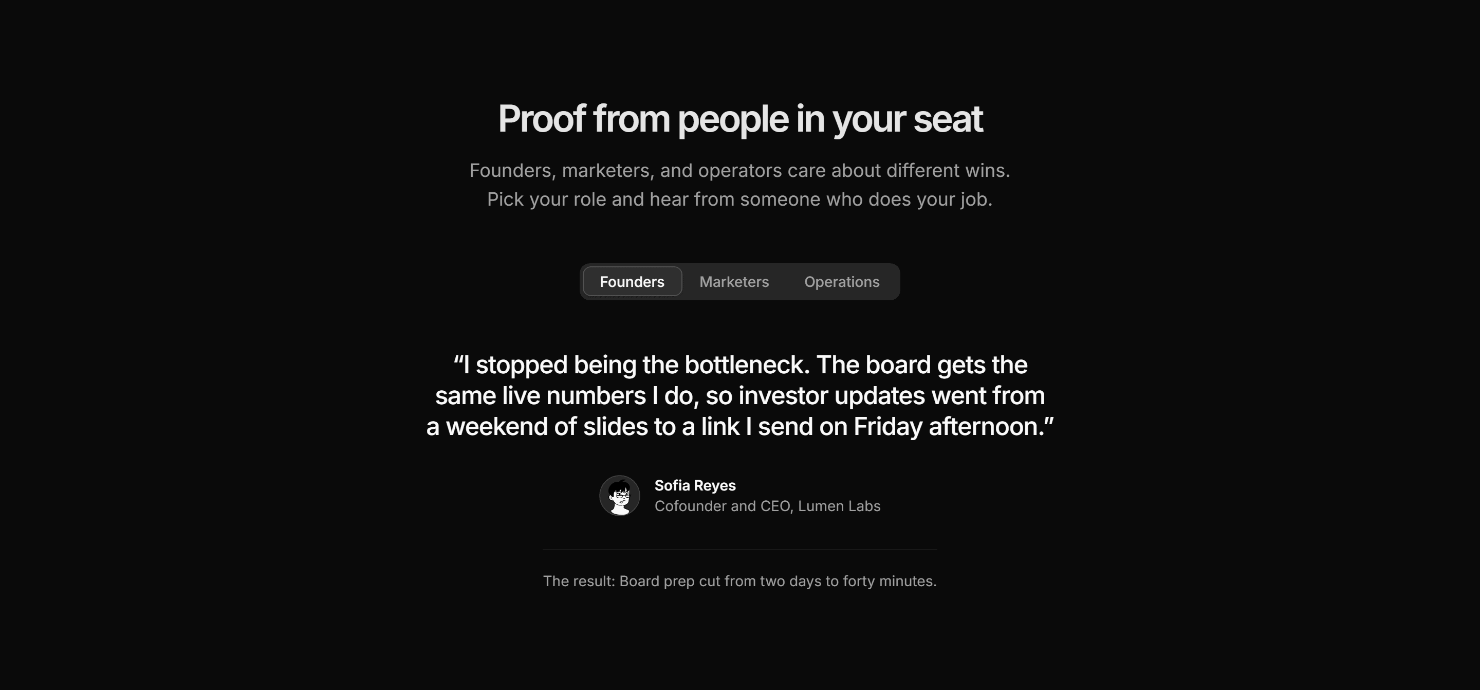 Marketing Testimonial: Role Quote Tabs