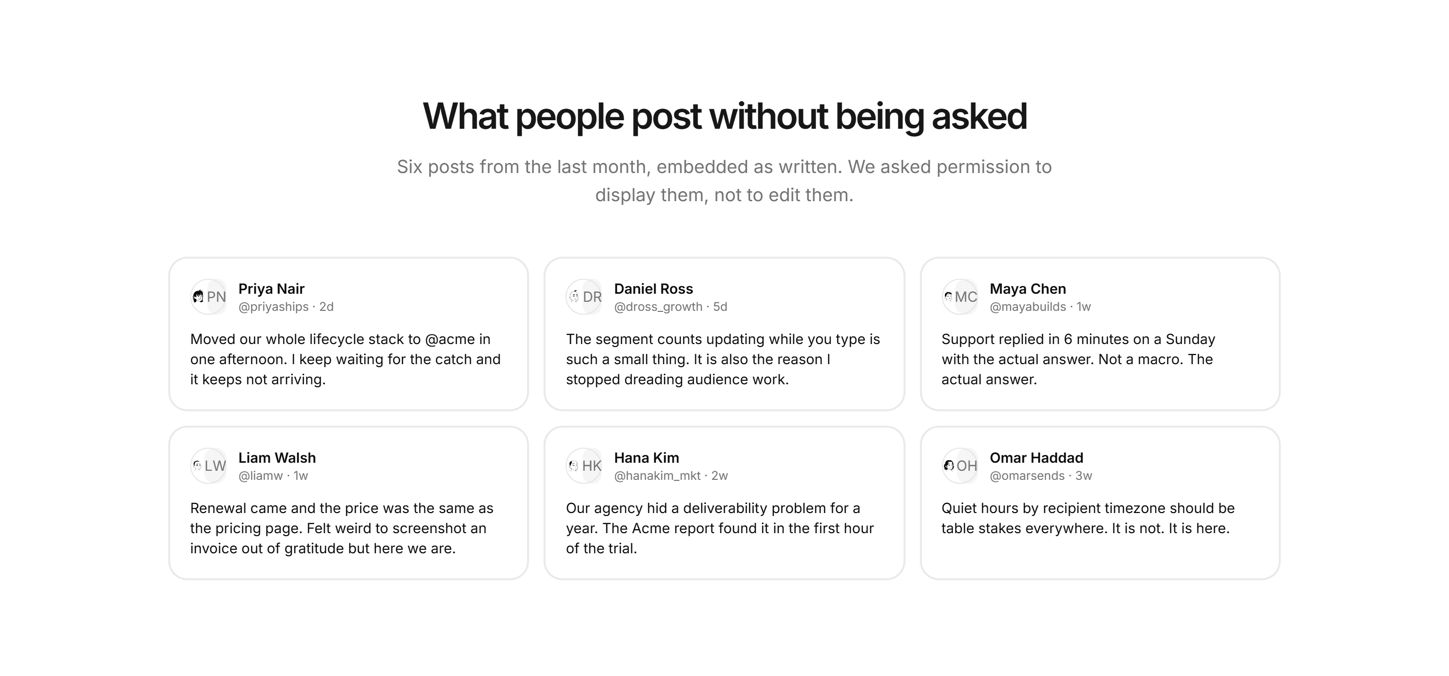 Marketing Testimonial: Social Posts Wall