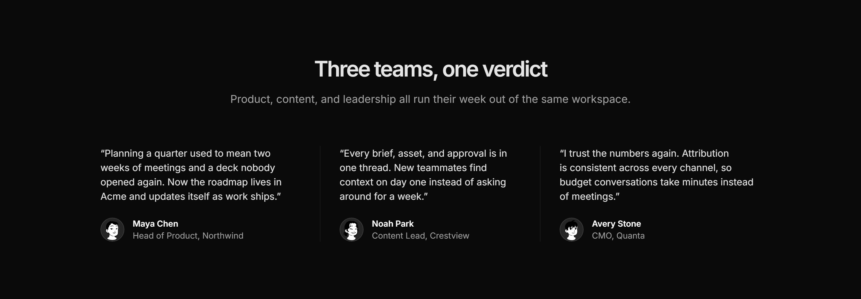 Marketing Testimonial: Three Column Quotes