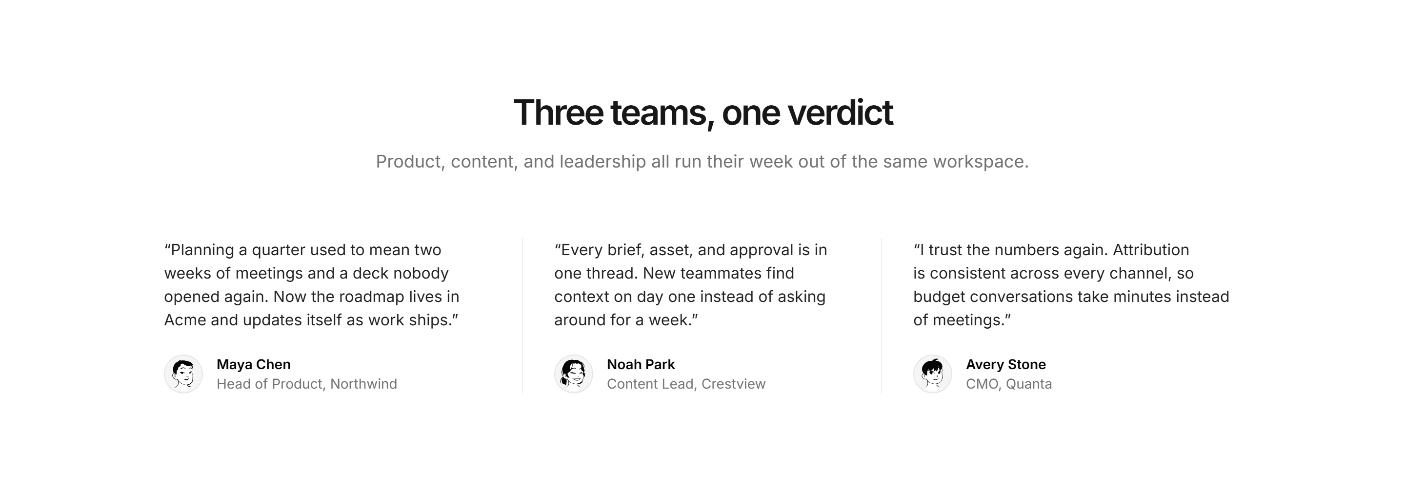 Marketing Testimonial: Three Column Quotes