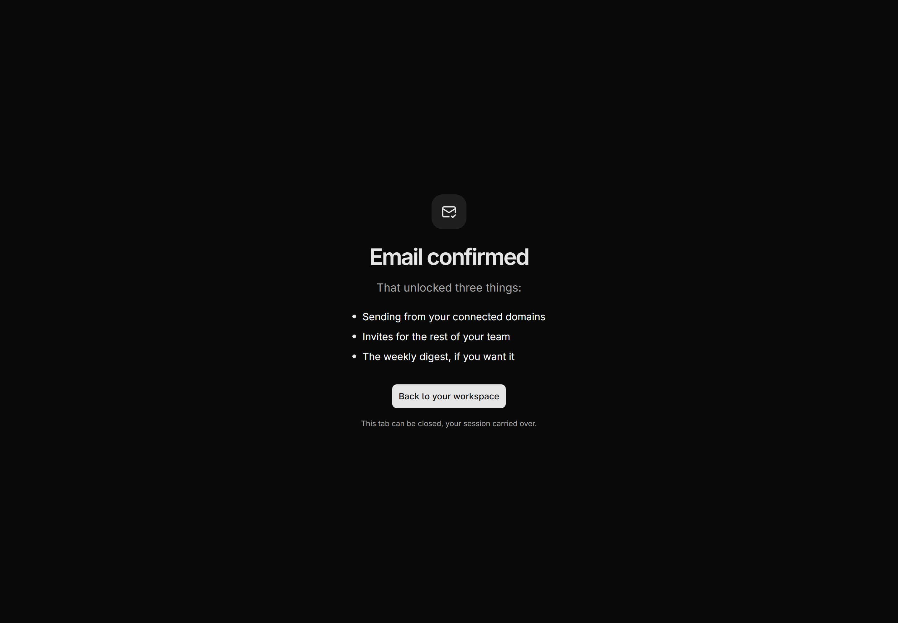 Marketing Utility Page: Email Confirmed