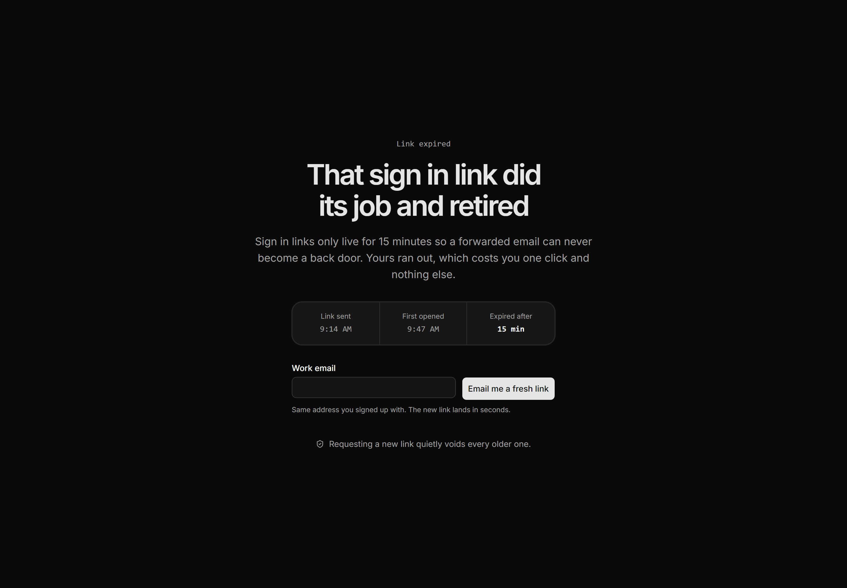 Marketing Utility Page: Link Expired
