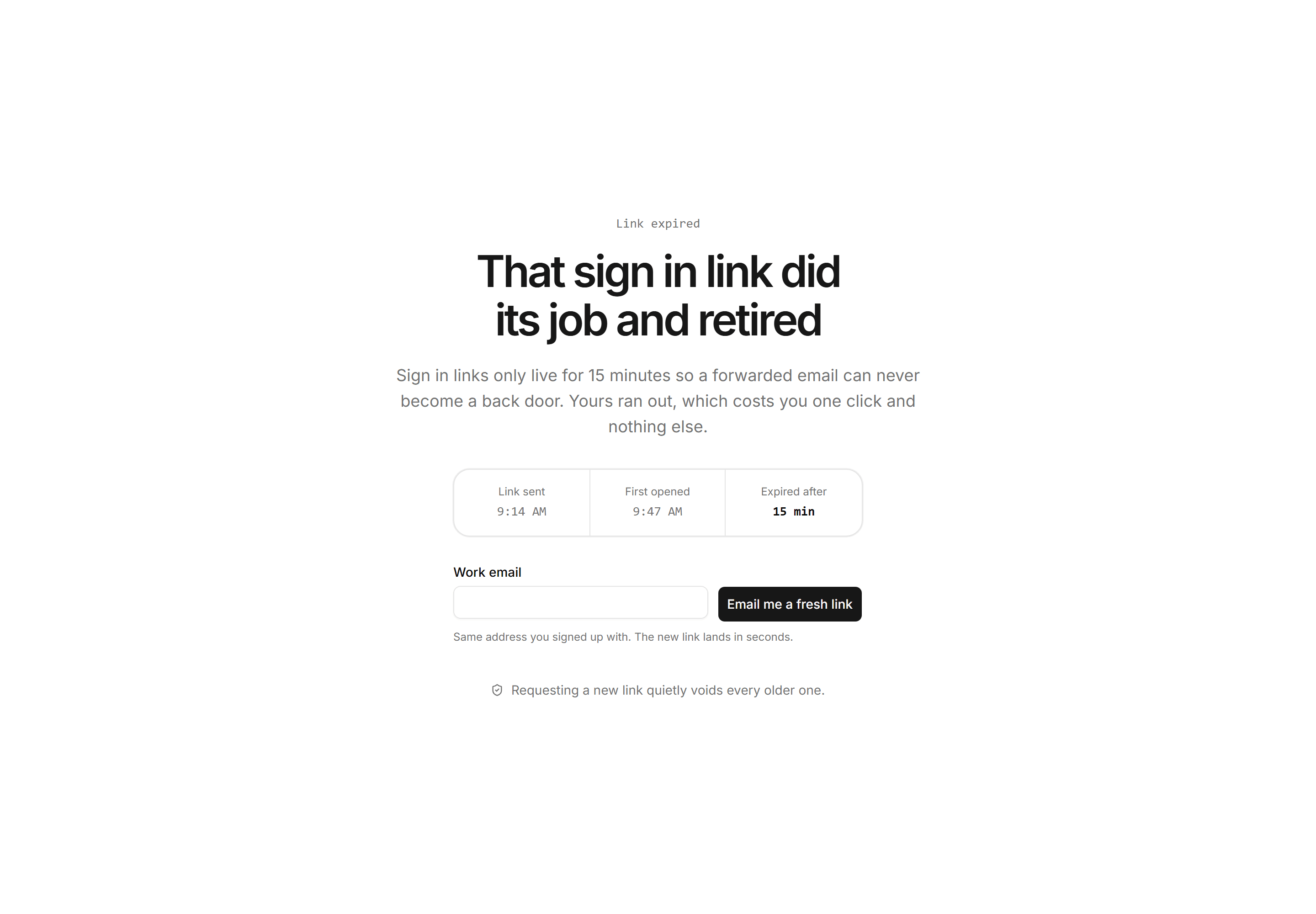 Marketing Utility Page: Link Expired