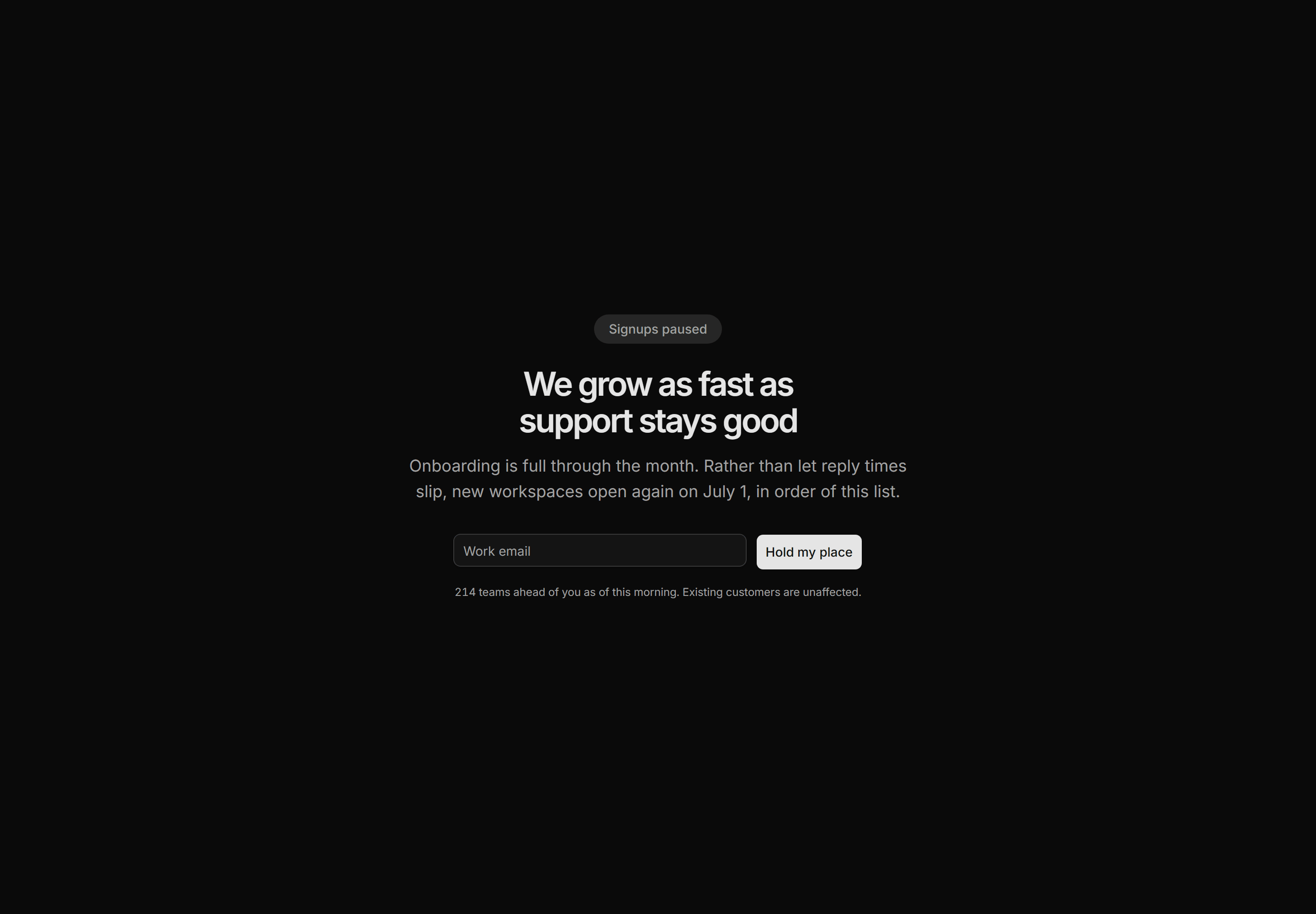 Marketing Utility Page: Signups Closed