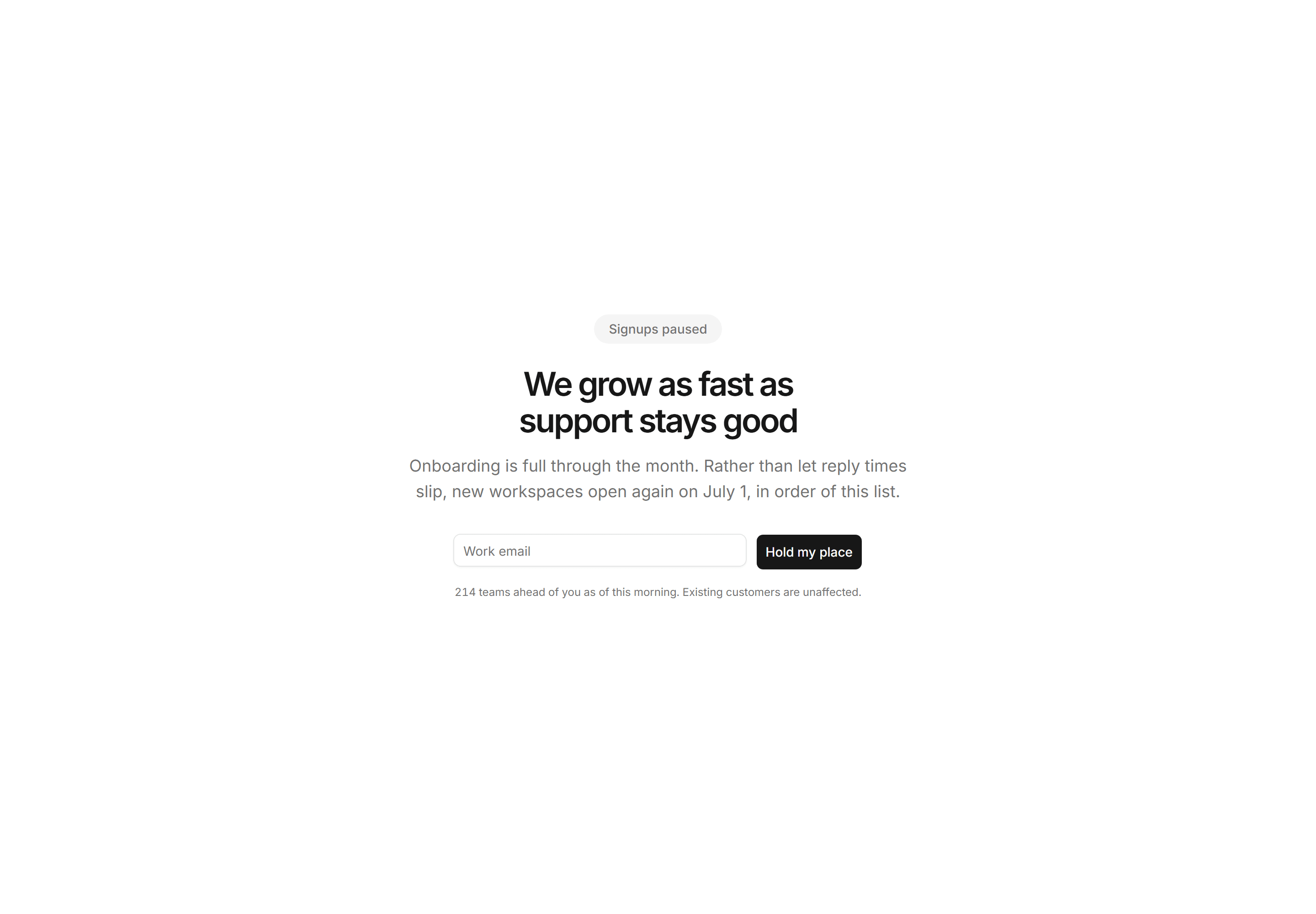Marketing Utility Page: Signups Closed
