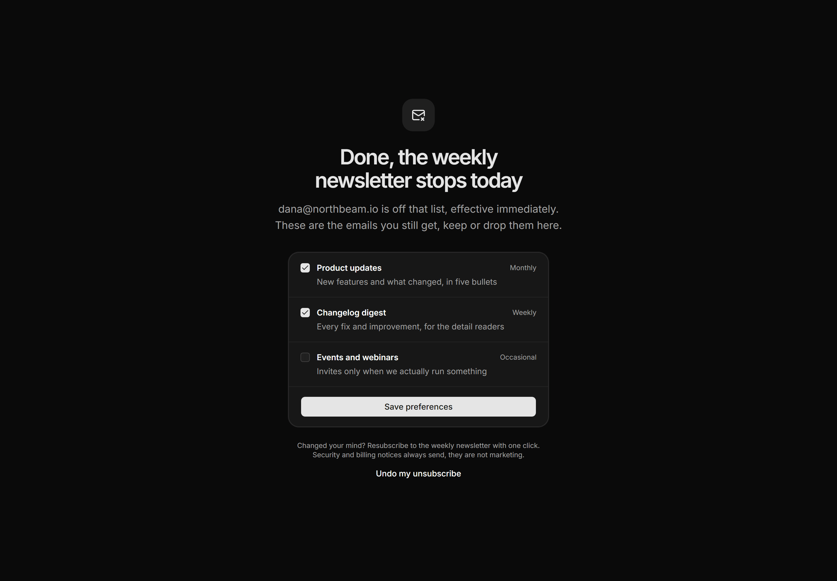Marketing Utility Page: Unsubscribe Confirmed