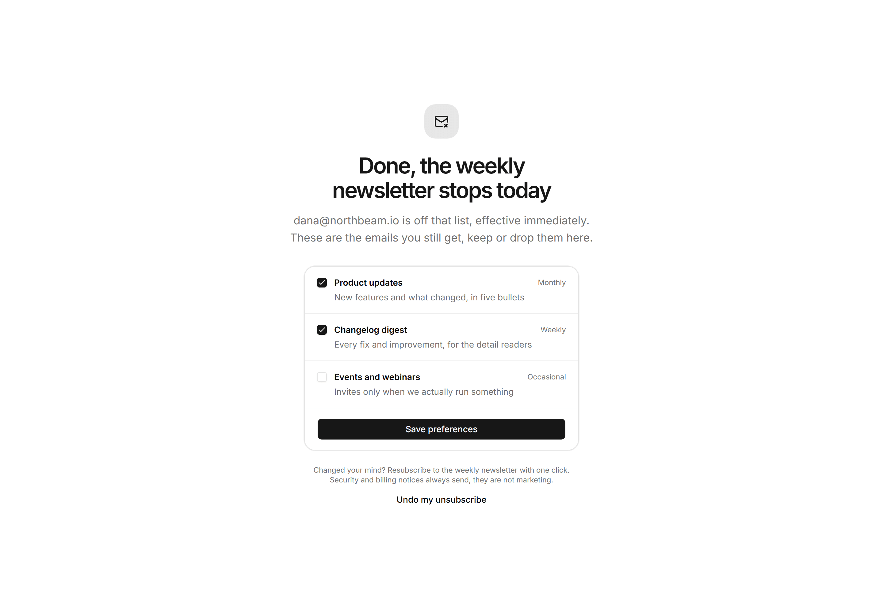 Marketing Utility Page: Unsubscribe Confirmed