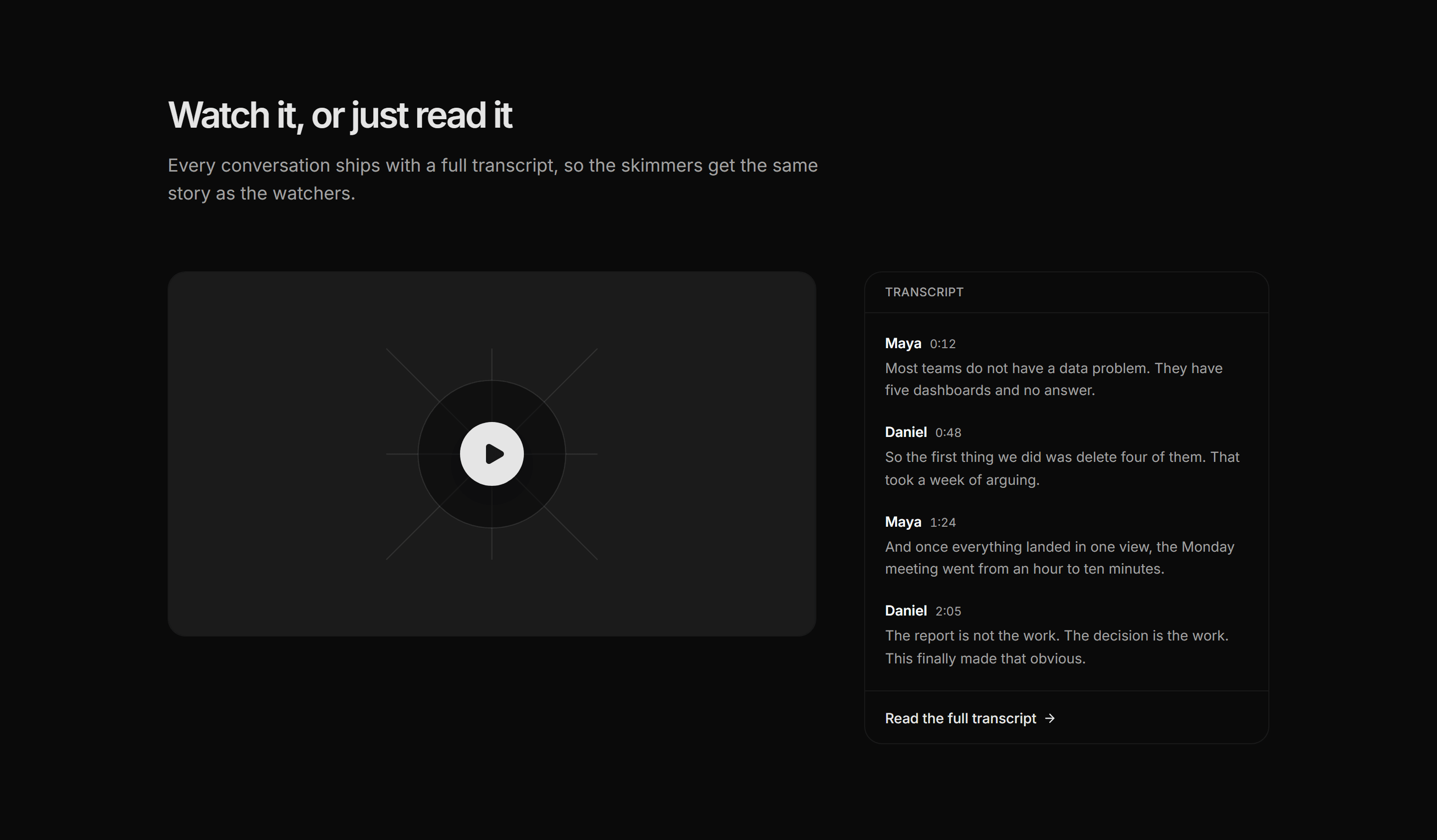 Marketing Video: Video Transcript Split