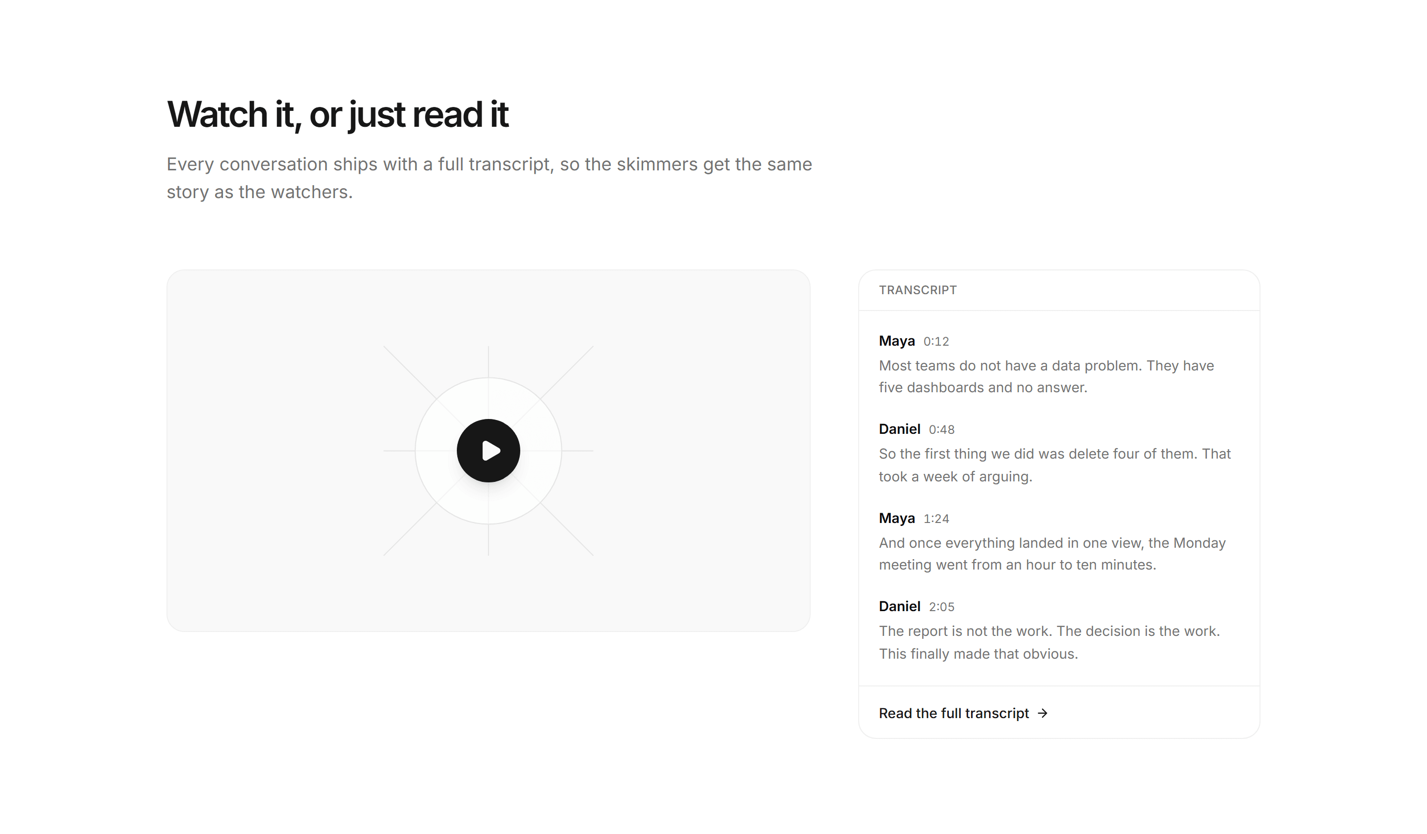 Marketing Video: Video Transcript Split