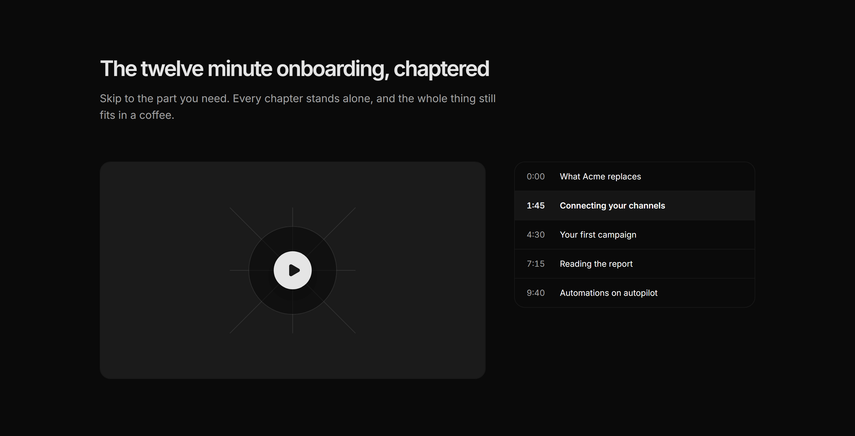 Marketing Video: Video With Chapters