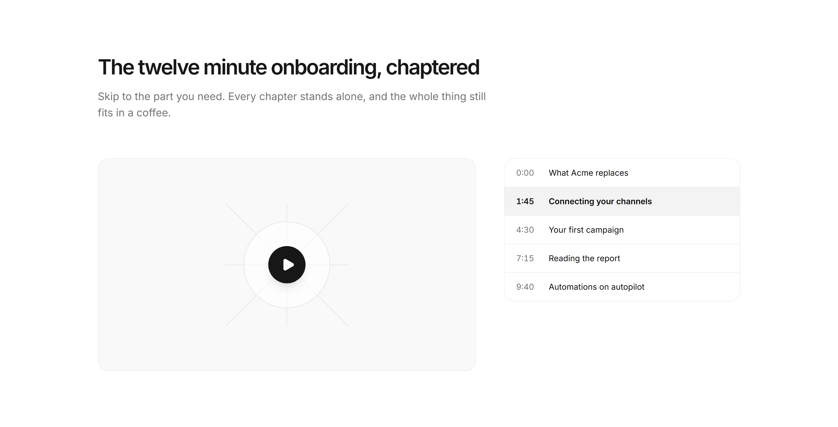 Marketing Video: Video With Chapters