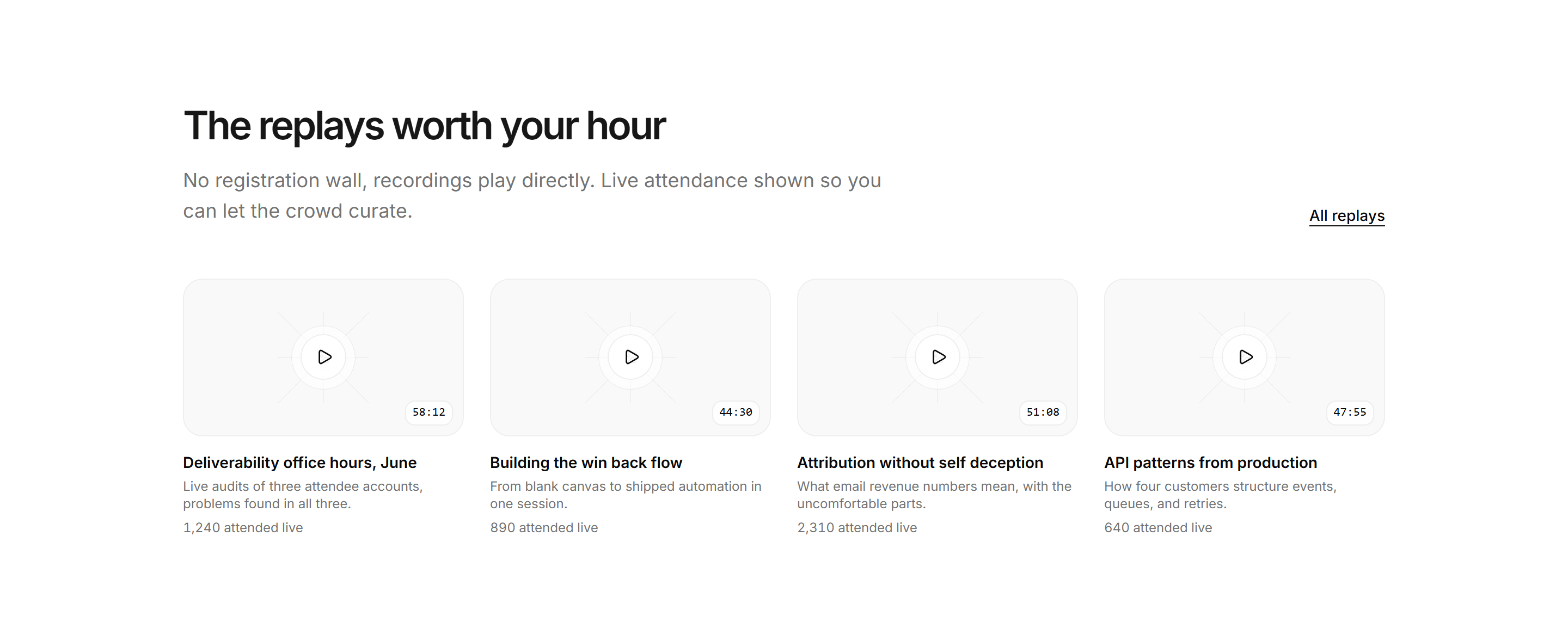 Marketing Video: Webinar Replays Grid