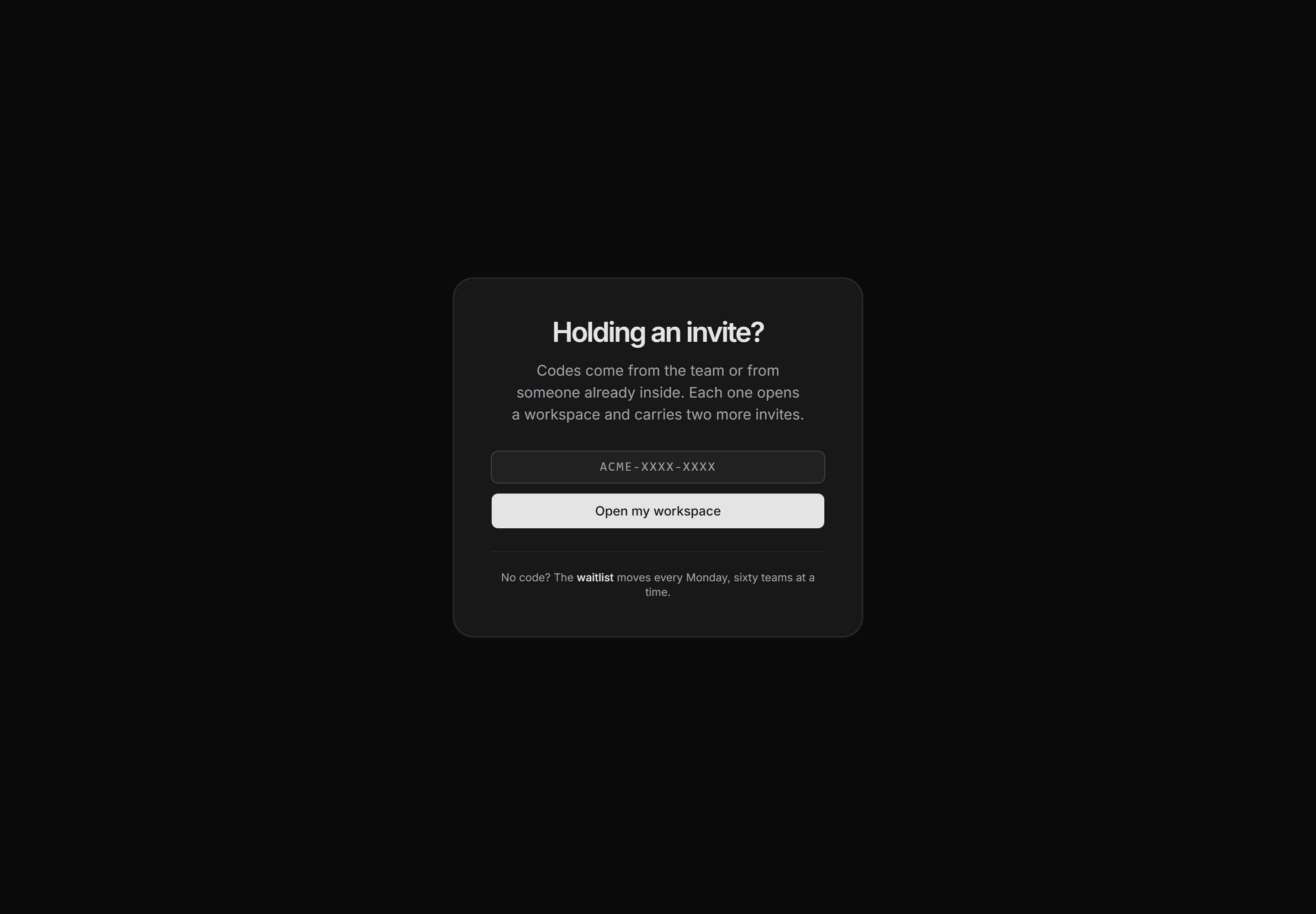 Marketing Waitlist: Invite Code Redeem