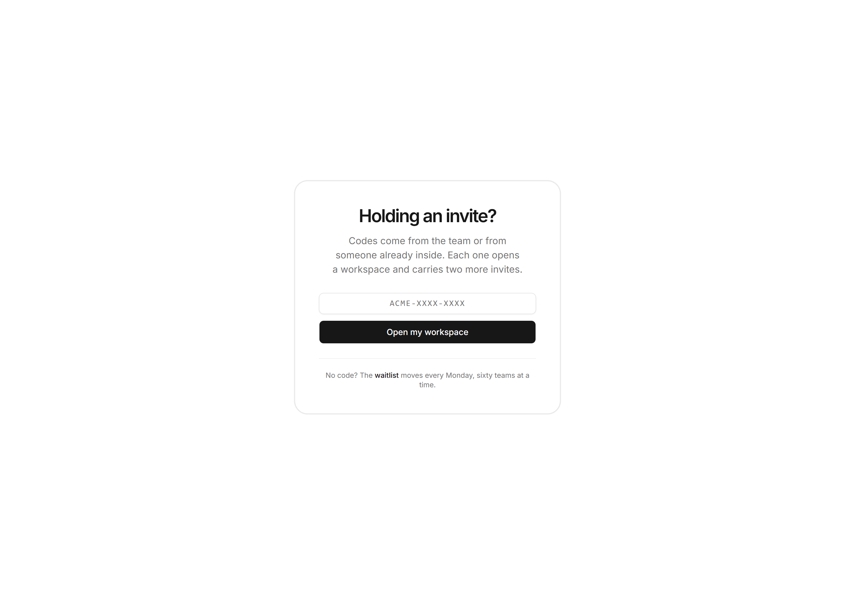 Marketing Waitlist: Invite Code Redeem