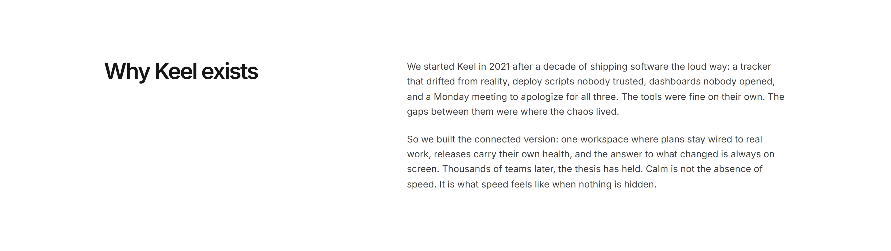 Modern SaaS About: Founding Story Split